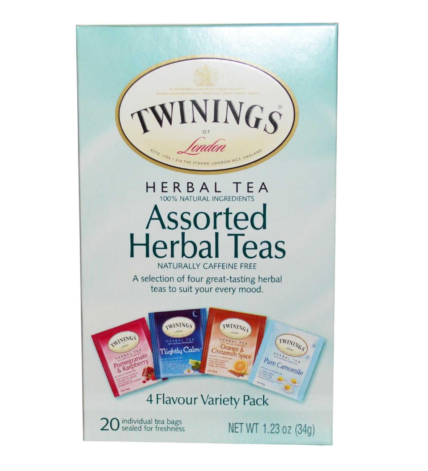Twinings Assorted Herbal Teas Variety Pack Caffeine Free 20 Tea Bags 1.23 oz (34 g)