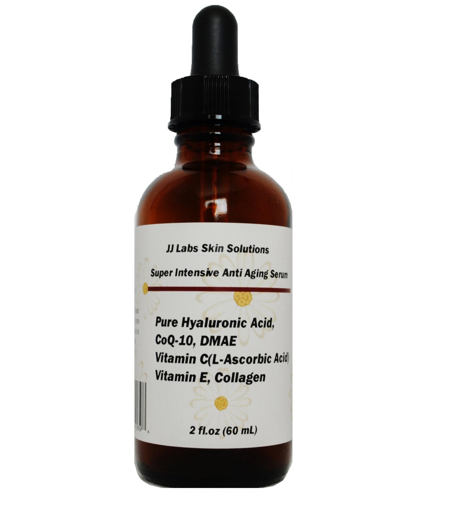 Super Intensive Anti-Aging Serum Pure Hyaluronic Acid CoQ-10 Vitamin C Vitamin E Collagen and DMAE
