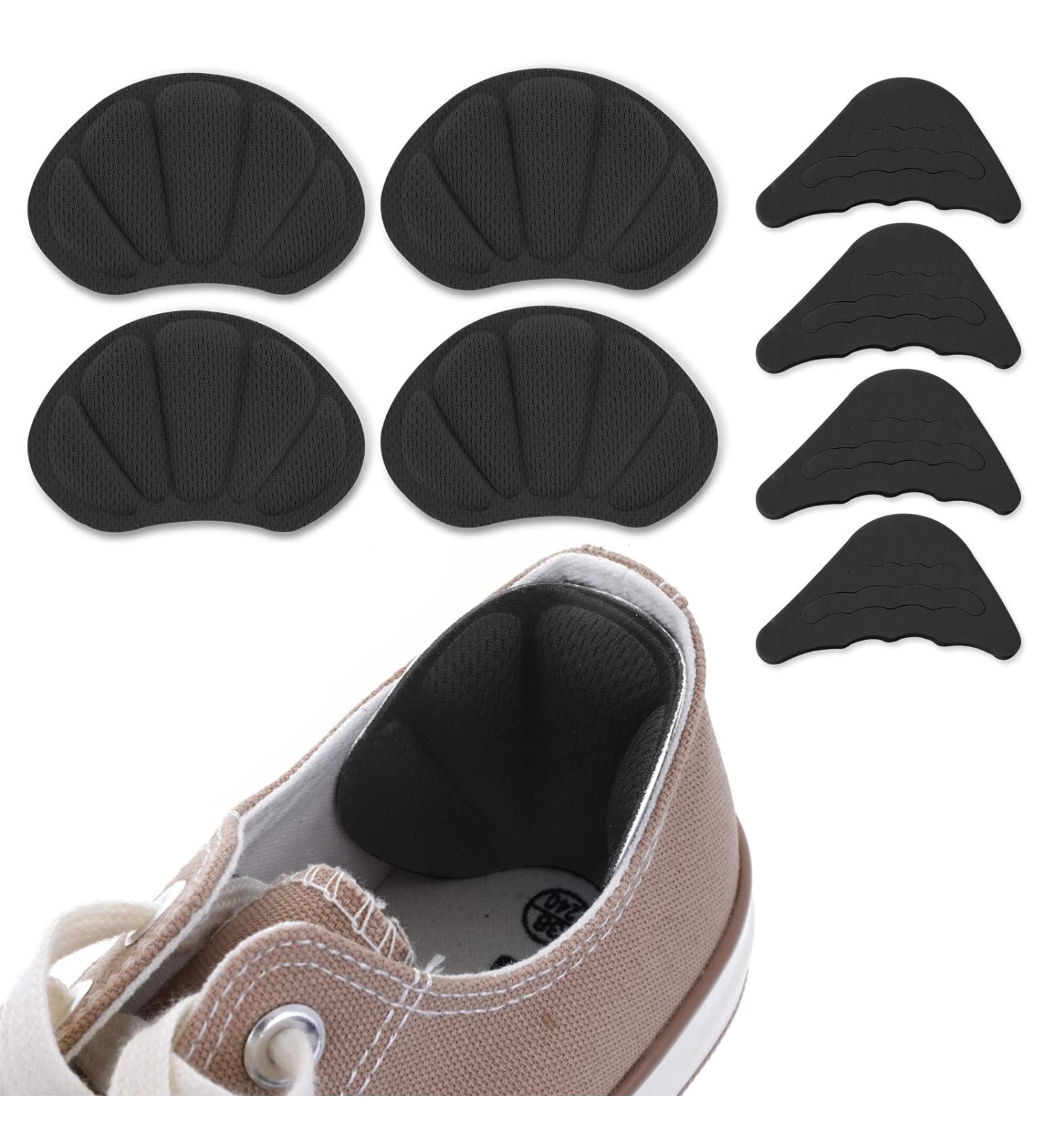 Sibba 4 Pairs Foot Care Cushion Pads - Toe Filler Inserts, Heel Grips, Shoe Liners for Ladies Shoes - Comfort and Pain Relief, Prevents Blisters (Black) - Buy Online on GoSupps.com