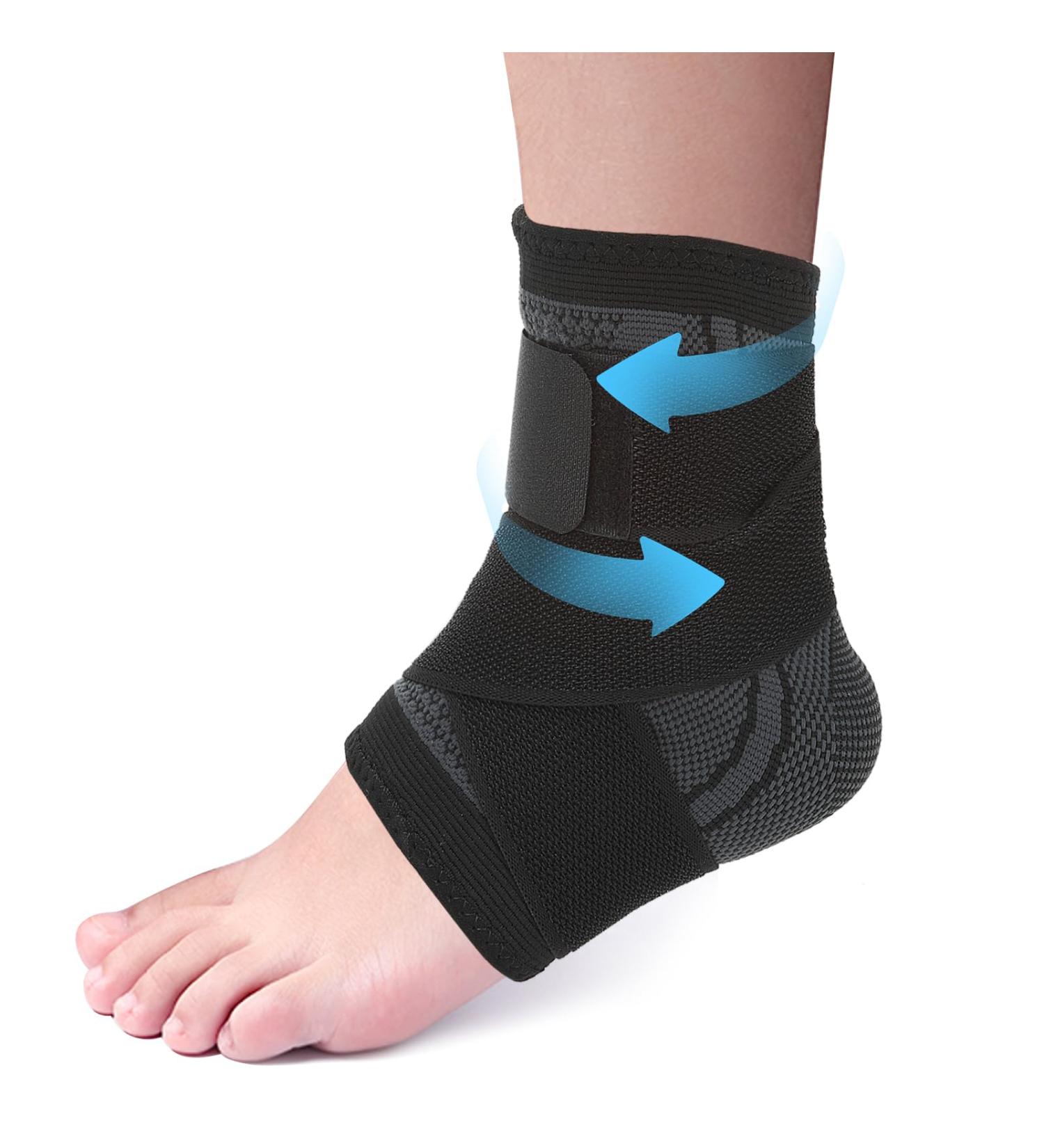 Ankle Brace for Sprained Ankle - Compression Support Sleeve for Achilles Tendonitis & Foot Pain Relief | Unisex Wrap with Strap for Torn Ligaments & Sprains - Buy Online on GoSupps.com