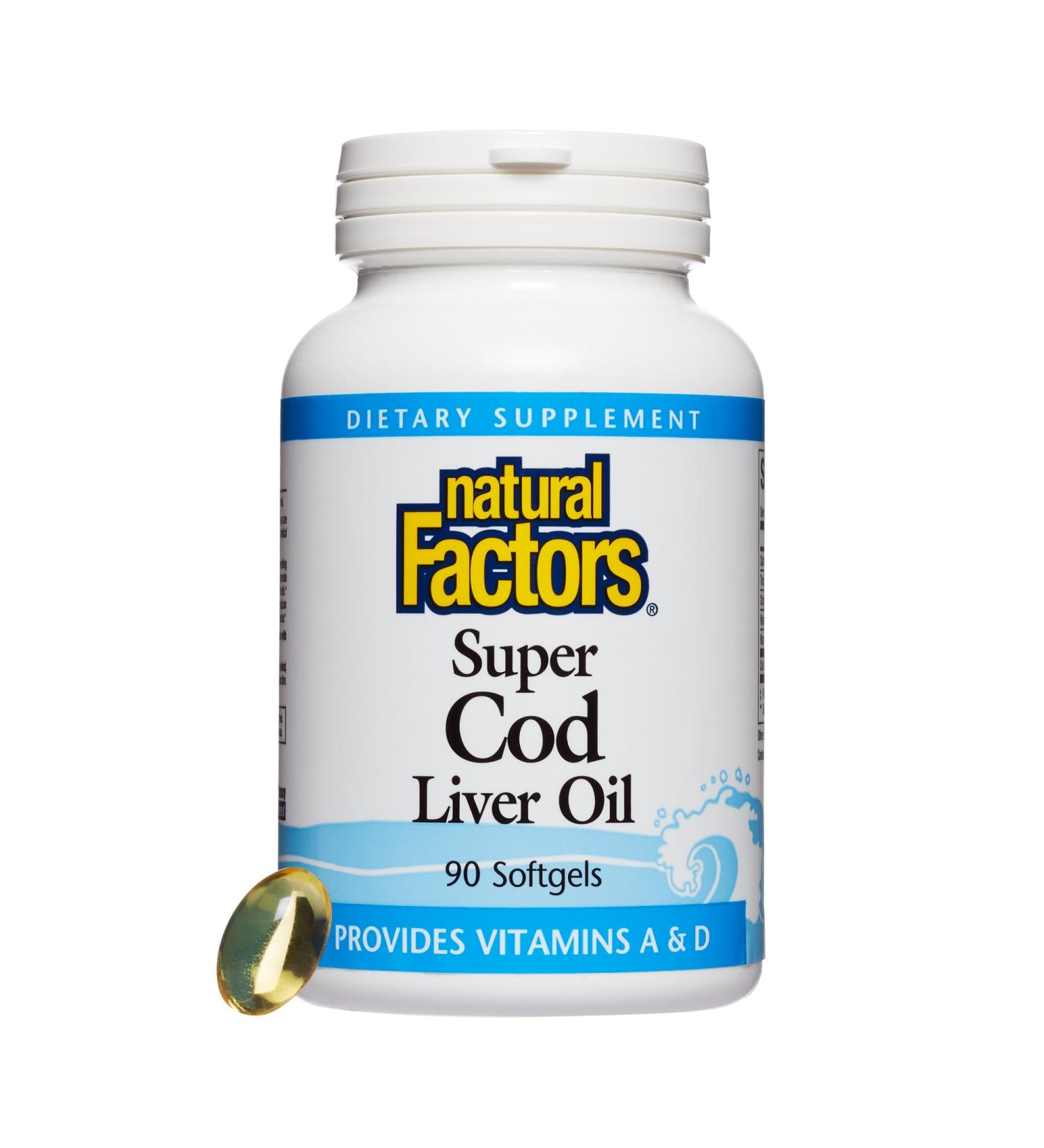 Natural Factors Super Cod Liver Oil - 90 Softgels for Omega-3 & Vitamin D - Buy Online on GoSupps.com