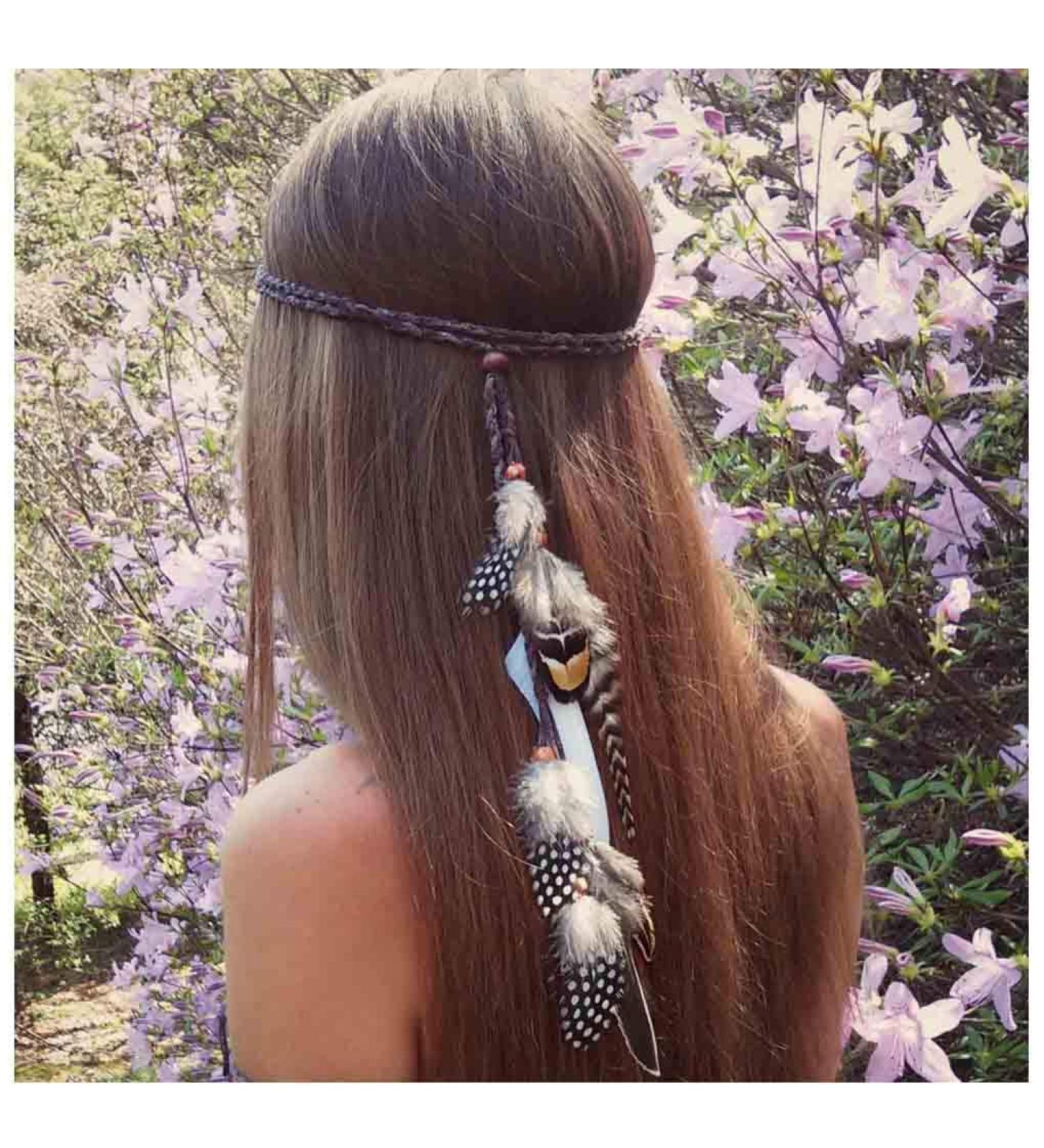Olbye Indian Peacock Feather Headband - Hippie Tribal Headdress for Women and Girls - Buy Online on GoSupps.com