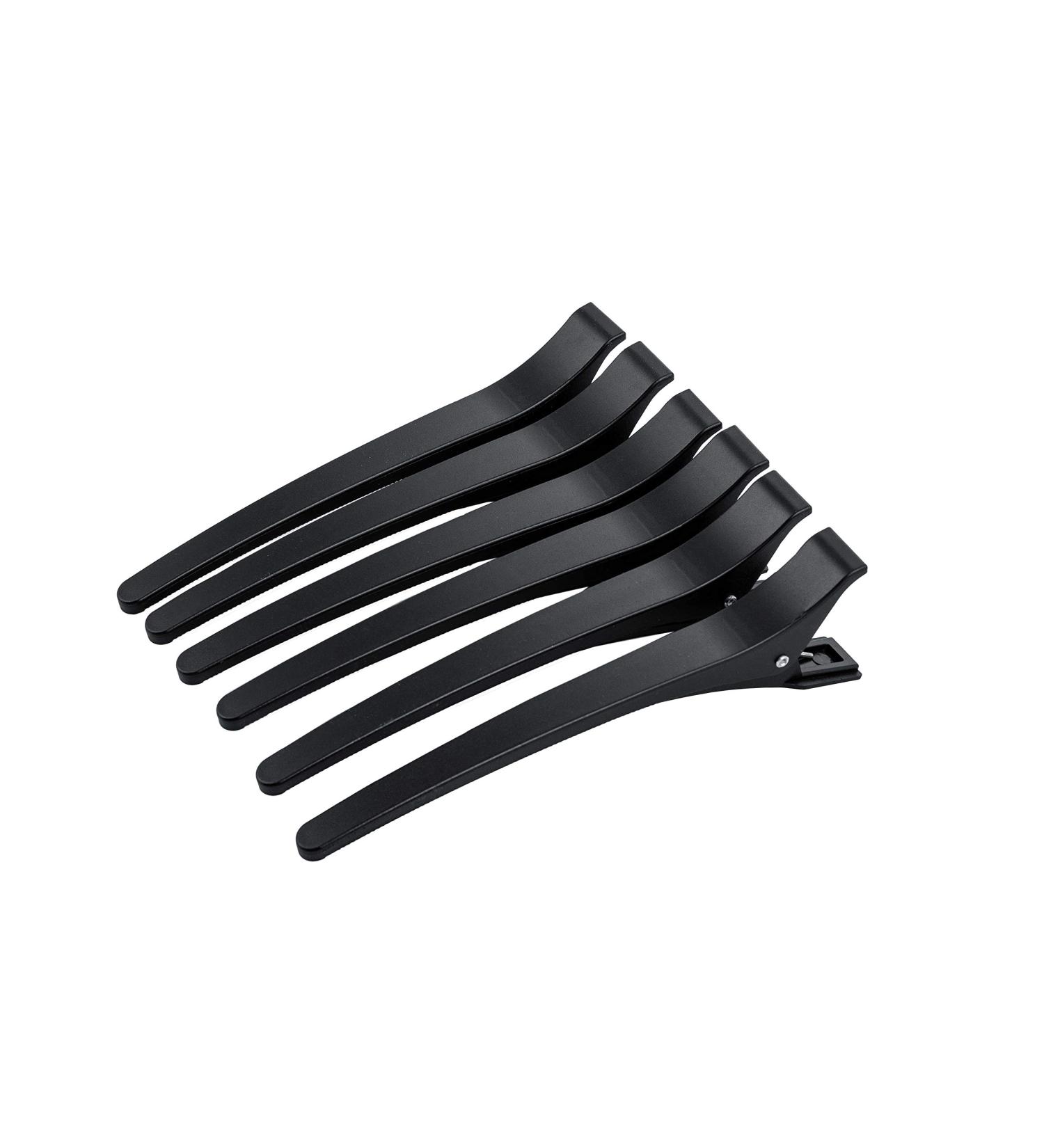 Poniks Hair Clip Set - 6 Black Plastic Hair Clips for Professionals | 12 cm Hairdressing Essentials - Buy Online on GoSupps.com
