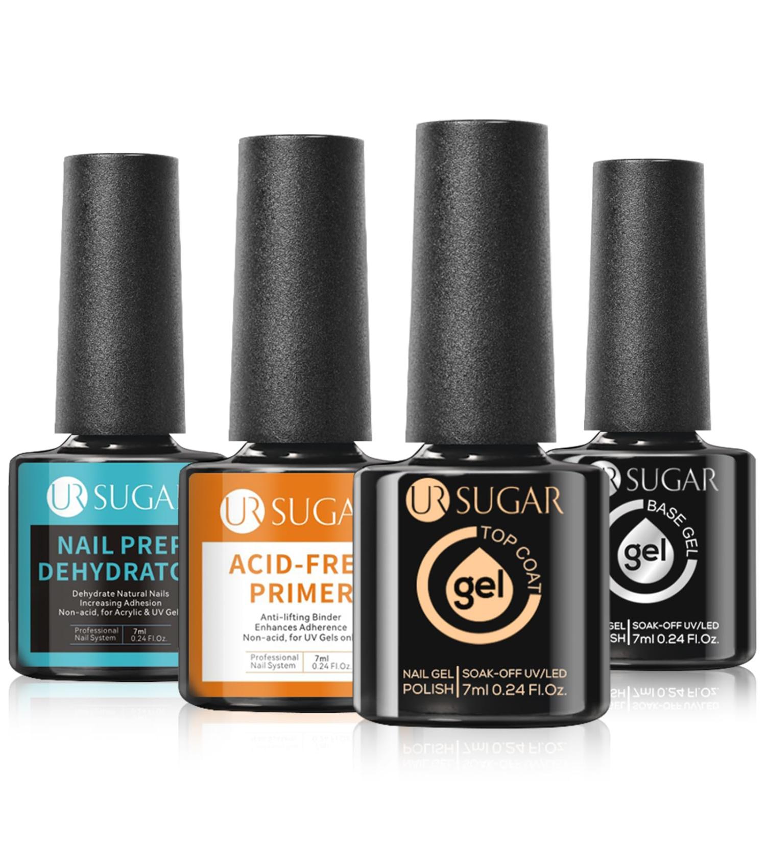 UR SUGAR Nail Dehydrator & Primer Kit - 4 Pcs Acid Free Base & Top Coat for Glossy Long-Lasting Nails | Quick Drying & Easy Application - Buy Online on GoSupps.com