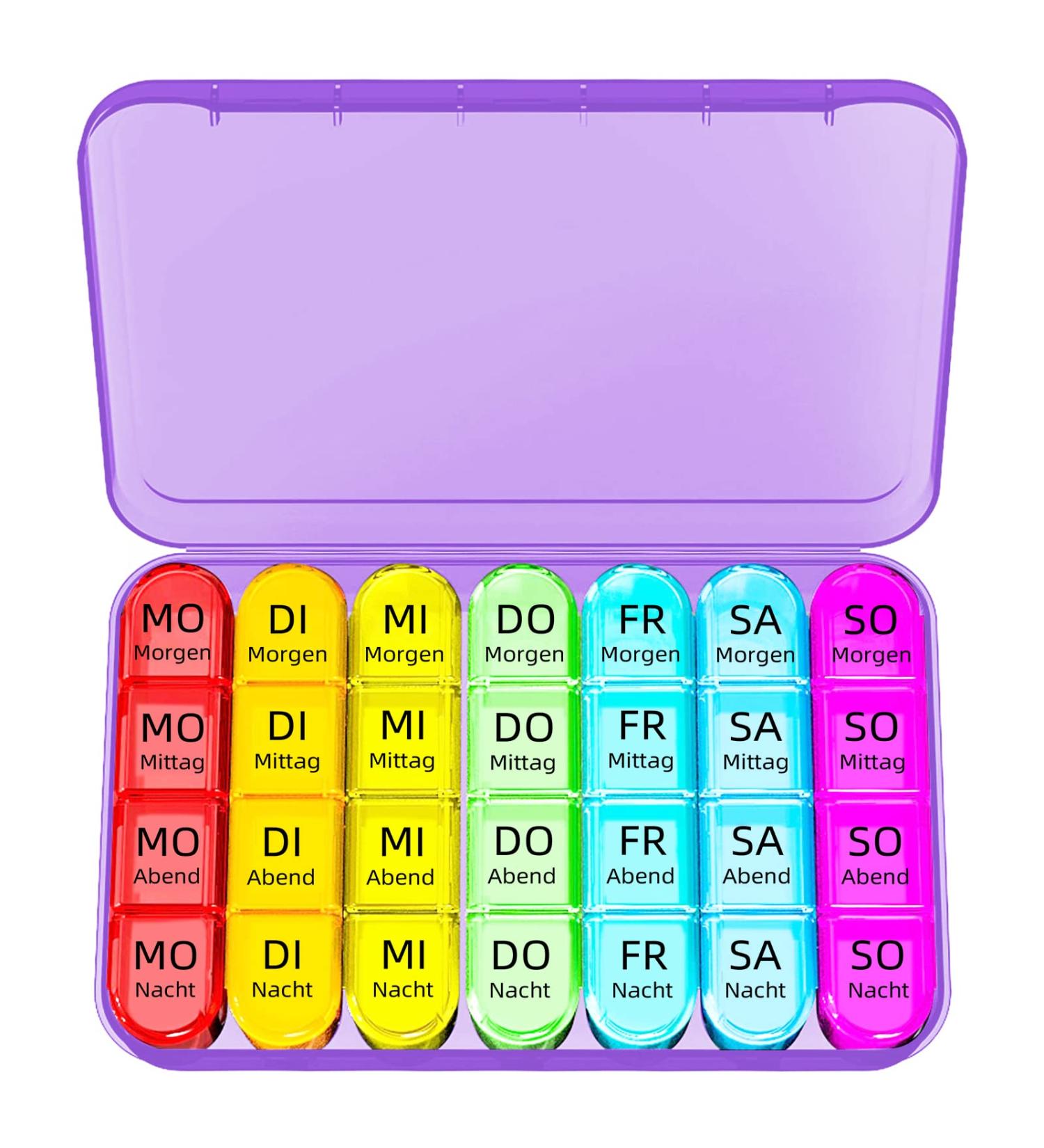 Doruimi 7-Day Pill Box for Kids & Seniors - Large Compartment Medication Organizer with Easy Open Design - Purple - Buy Online on GoSupps.com