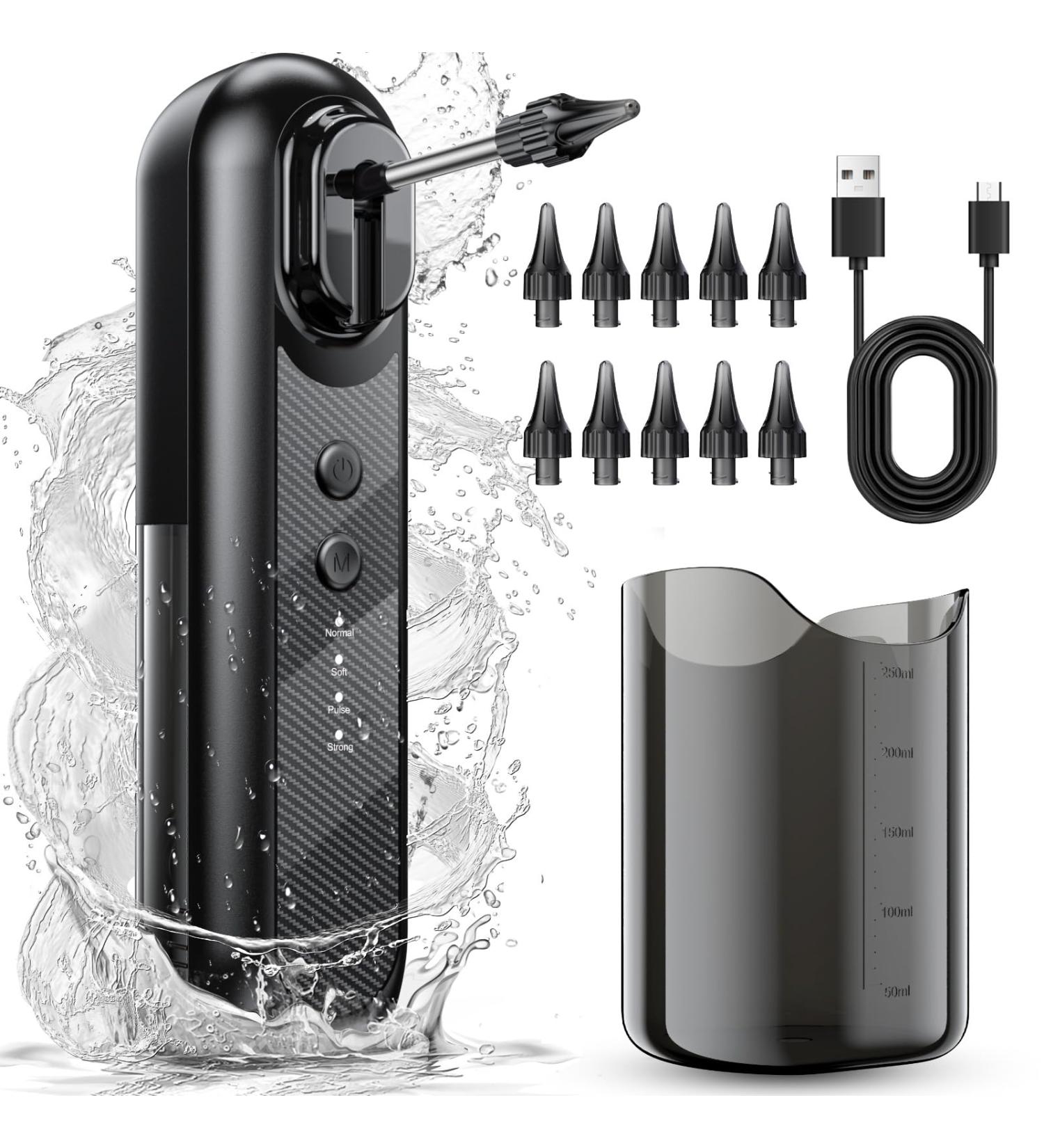 Electric Ear Wax Removal Kit - Water Powered Ear Cleaner with 4 Pressure Modes & 10 Reusable Tips | Safe & Effective Earwax Remover for Adults - Buy Online on GoSupps.com