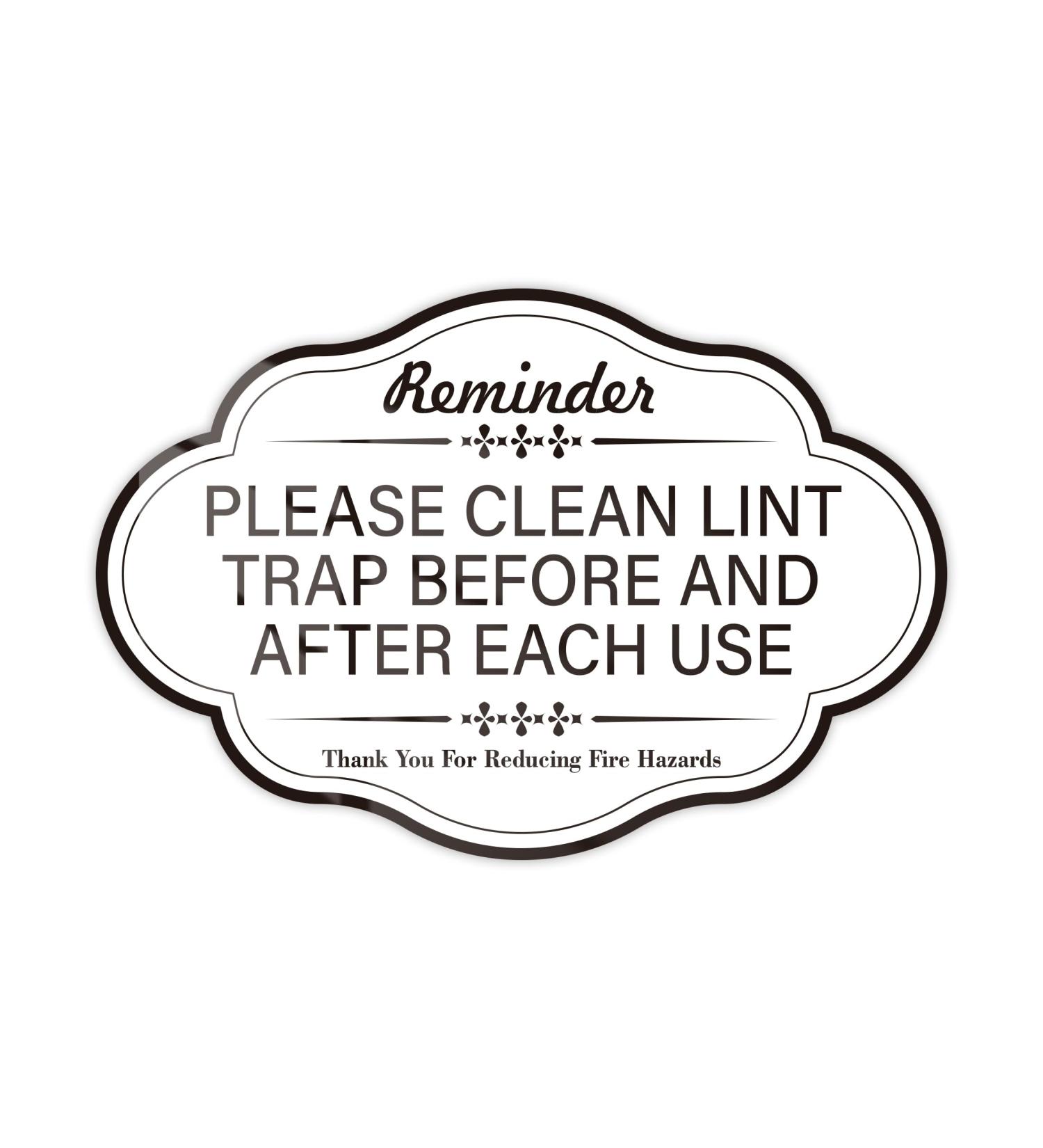 Clean Lint Trap Reminder Sign | Self-Adhesive Waterproof Dryer Sticker | Essential Bathroom Sign for Hosts & Guests - Buy Online on GoSupps.com