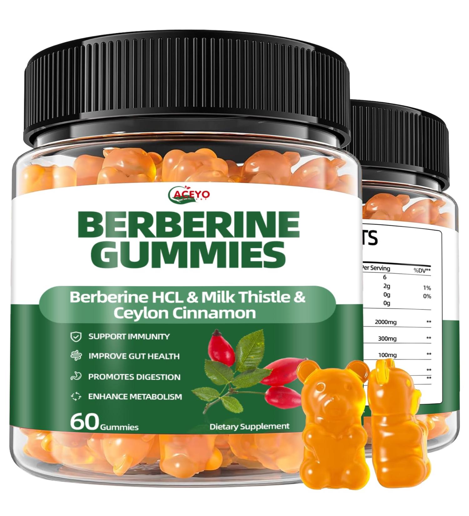 ACEYO Berberine Gummies for Immune Support & Promote Digestion - Natural Berberine HCL Cinnamon Supplement - 60 Vegan Gummies for Adults - Buy Online on GoSupps.com