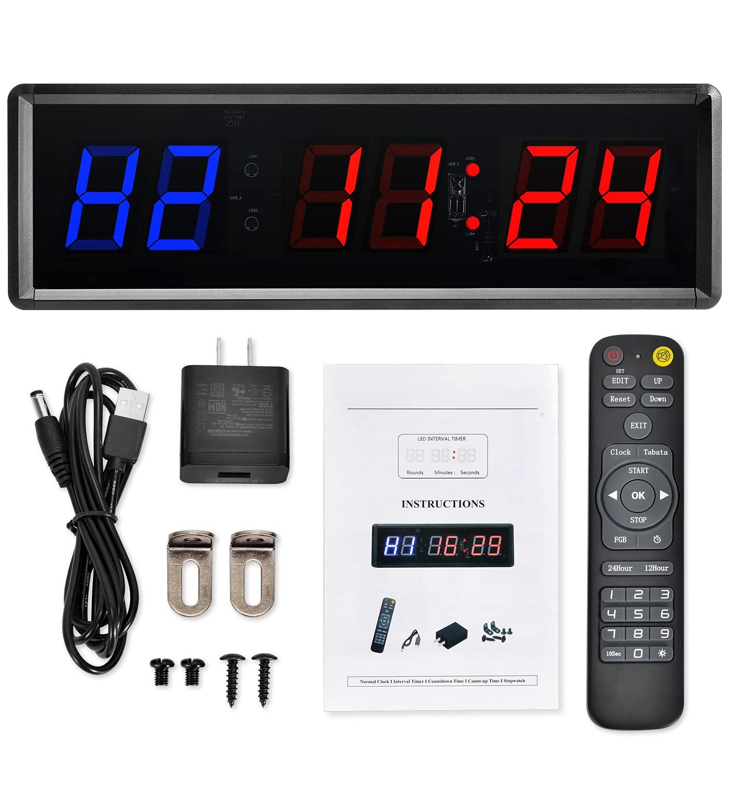 KTZON Gym Clock Timer for Home - Metal LED Crossfit Timer with Remote Control - Buy Online on GoSupps.com