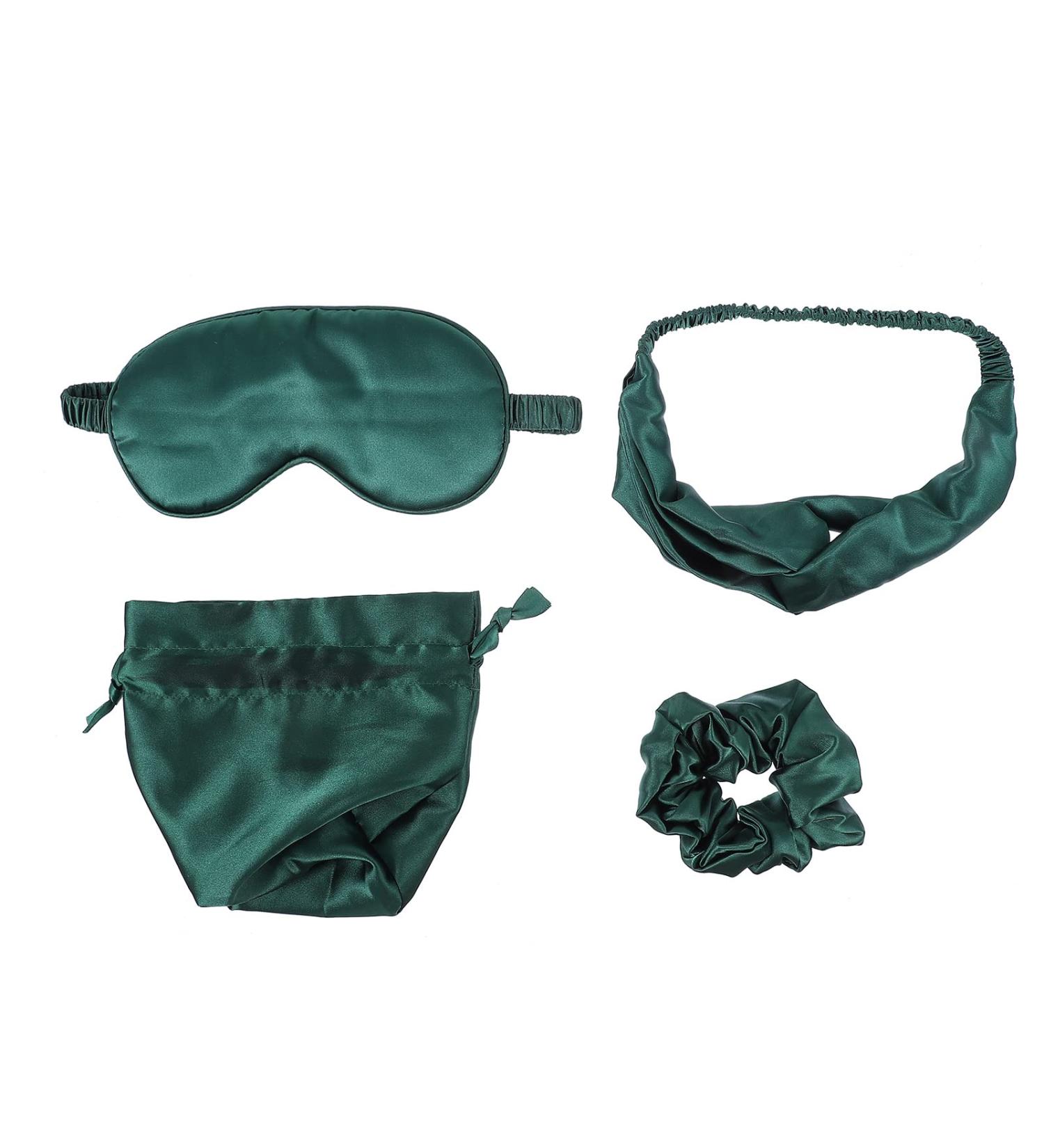 Comfortable Eye Mask Set - Soft Night Blindfold & Travel Covers | Women's 4-Piece Hair & Makeup Set in Miss Hair Green - Buy Online on GoSupps.com