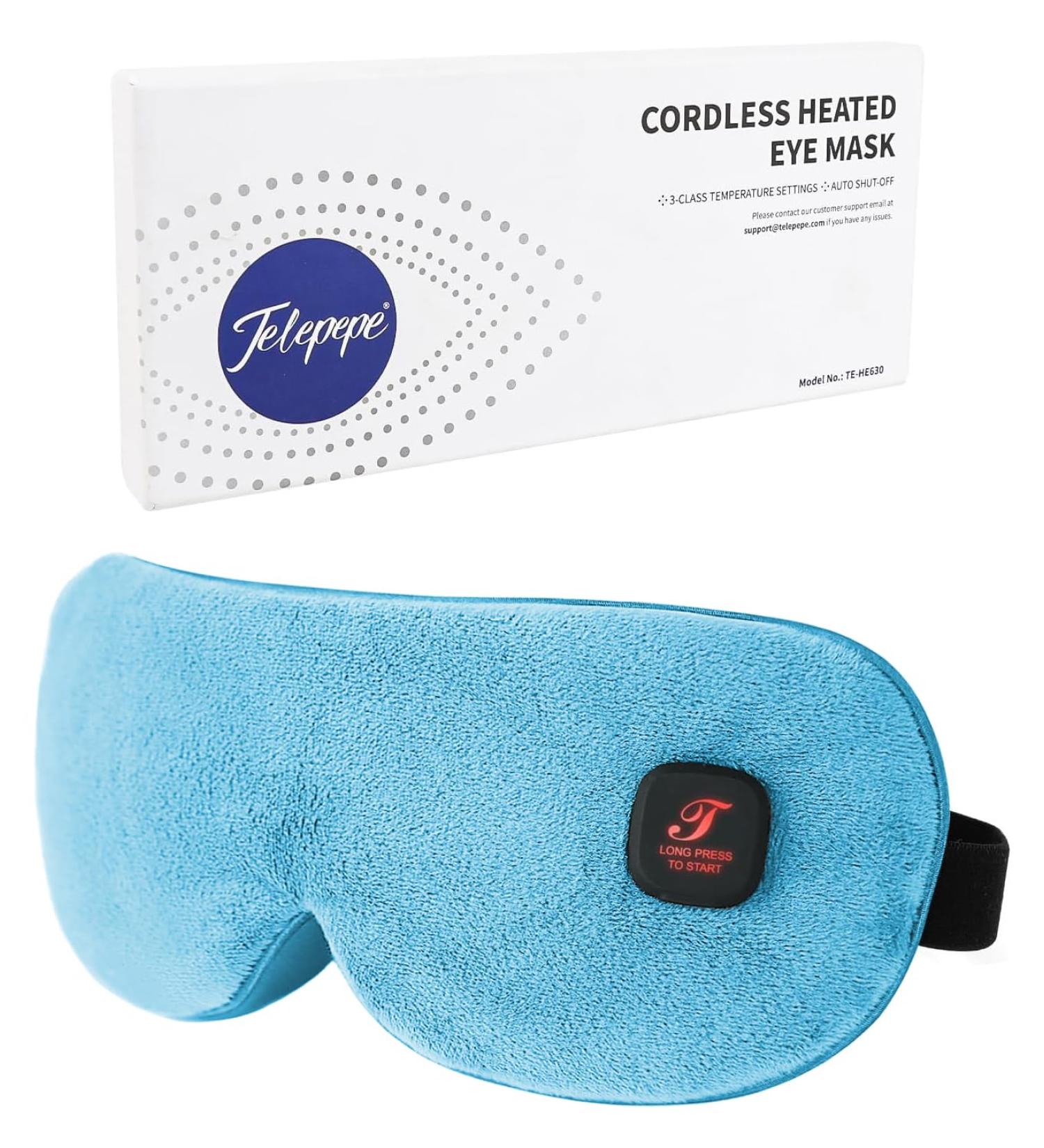 Heated Eye Mask for Dry Eyes | Cordless Warm Compress for Styes & Blepharitis | 3 Temperature Settings | Washable & Rechargeable | Perfect Gift (Blue - Buy Online on GoSupps.com