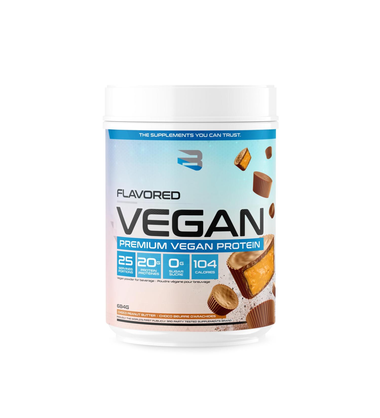 Believe Supplements Flavored Vegan Protein Powder - Plant-Powered Muscle Growth & Recovery Blend (25 servings) (25 scoop(s) Choco Peanut Butter) Choco Peanut Butter 25 Servings (Pack of 1)