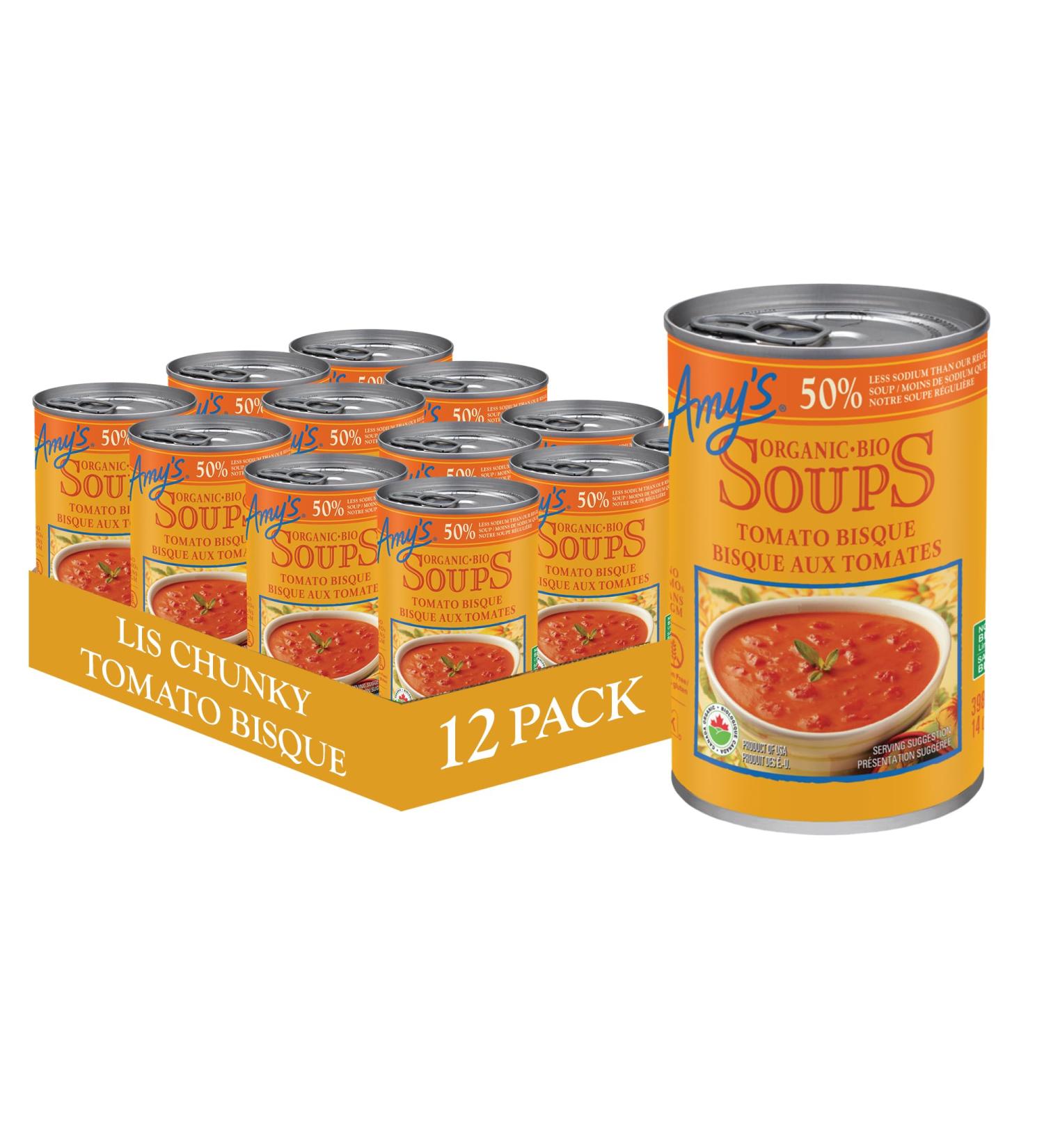 Amy s Kitchen Organic Chunky Tomato Bisque Light in Sodium Gluten-Free Soy-Free Tree Nut-Free Corn-Free Kosher 12-pack (398ml per can) - Buy Online on GoSupps.com