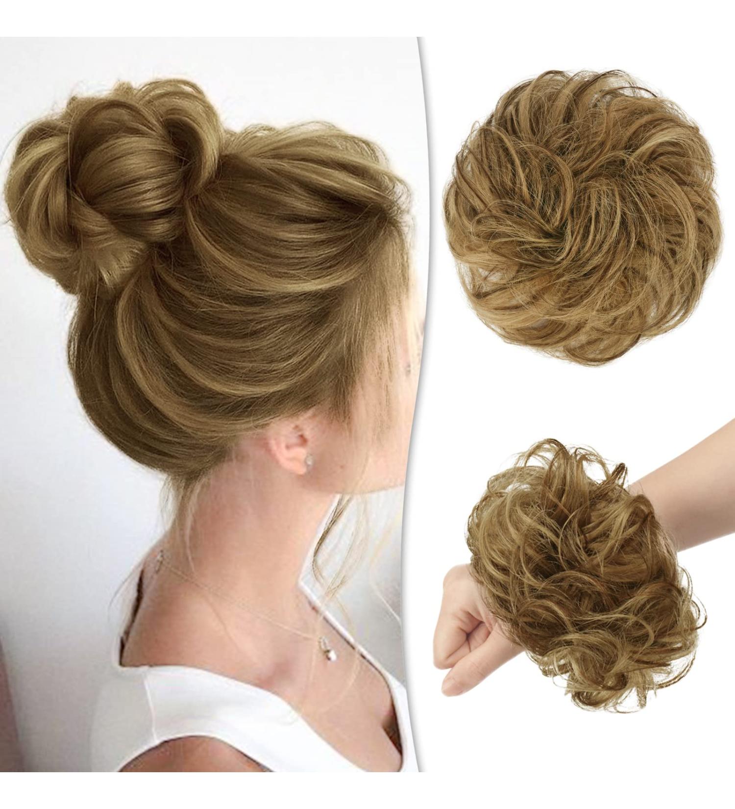 RUWISS 100% Real Hair Curved Bun Extension - Rose Bun Scrunchie for Women - Chocolate Light Brown & Golden Blonde Highlights - Hair Part - 1 Pack - Buy Online on GoSupps.com
