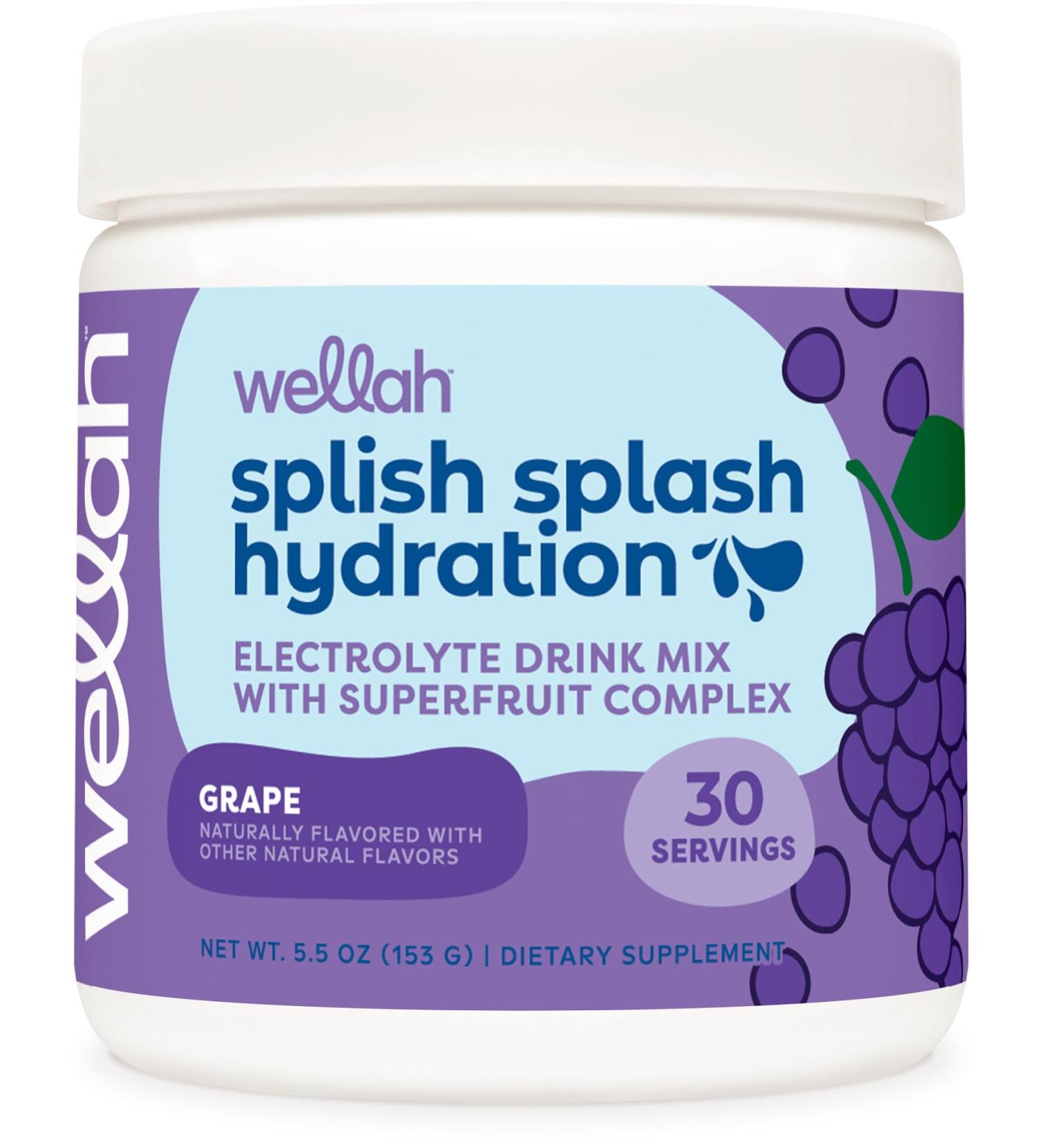 Splish Splash Hydration Electrolyte Drink Mix - Grape Flavor | 30 Servings | Boost Energy & Hydration - Buy Internationally - Buy Online on GoSupps.com
