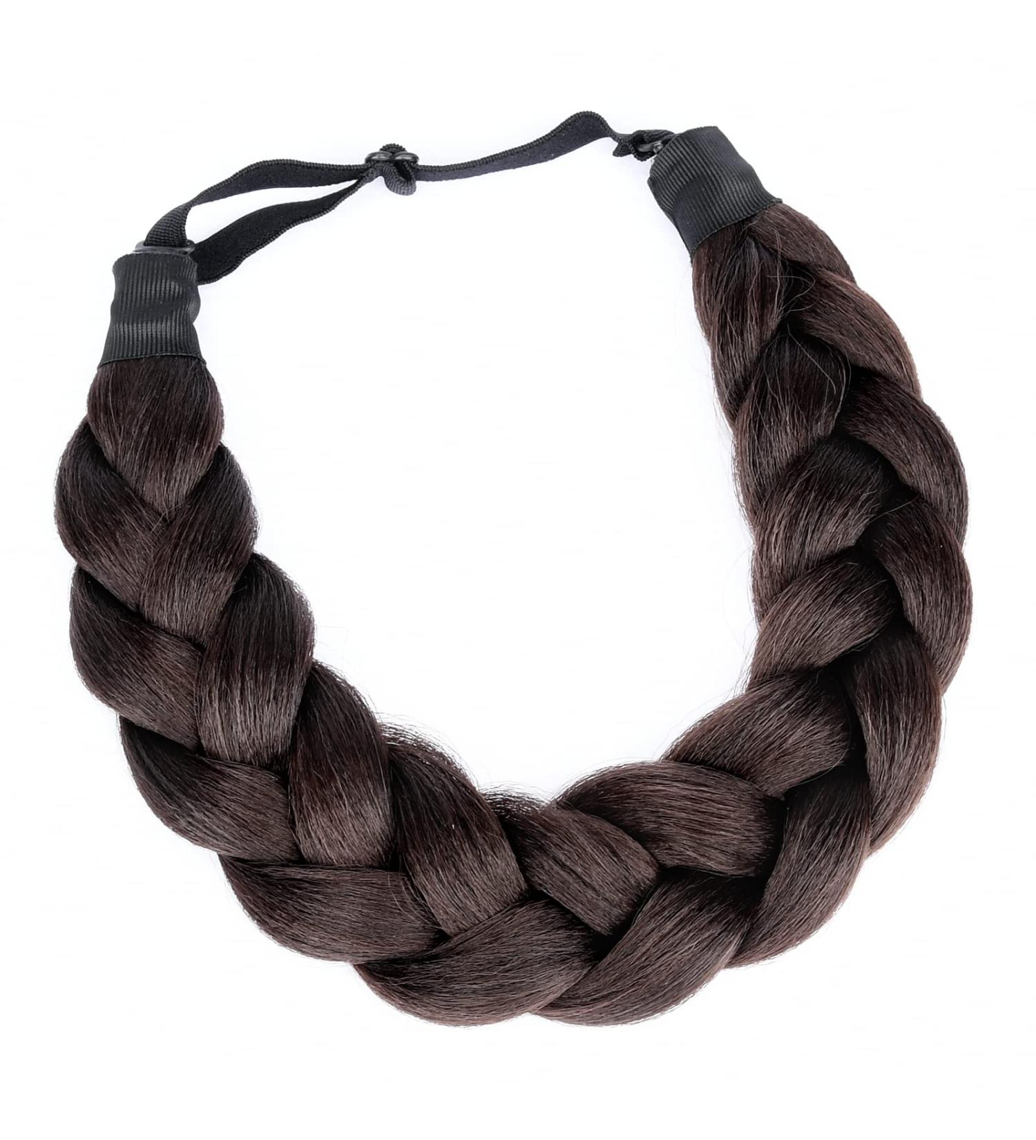 BOBIYA Afro Thick Yaki Straight Wide 2 Strands Synthetic Braided Headband Kinky Straight Plait Headband (Brunette Brown) - Buy Online on GoSupps.com