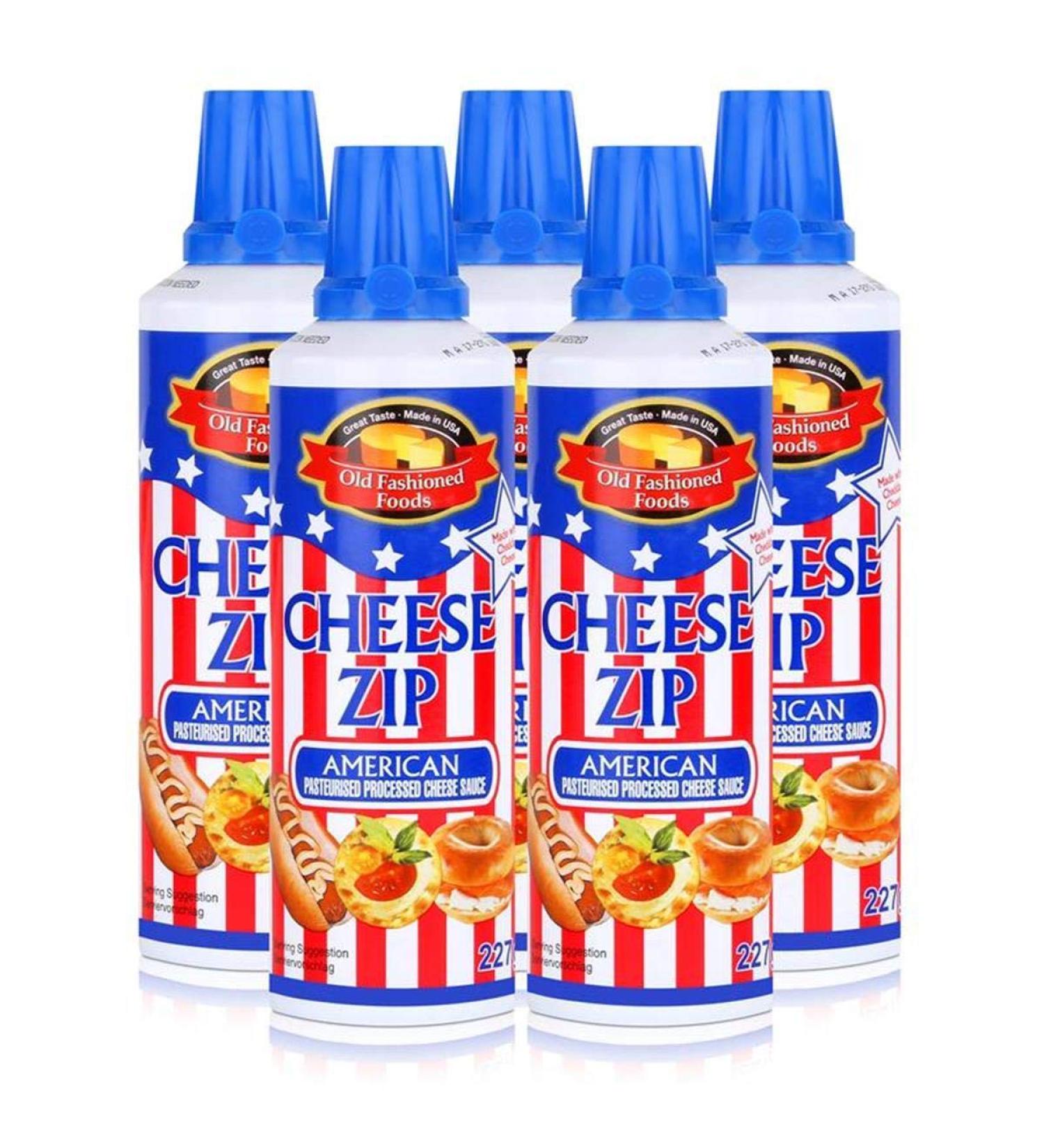 Old Fashioned Foods Cheese Zip 227g American Spray Cheese Cheddar (Pack of 5)