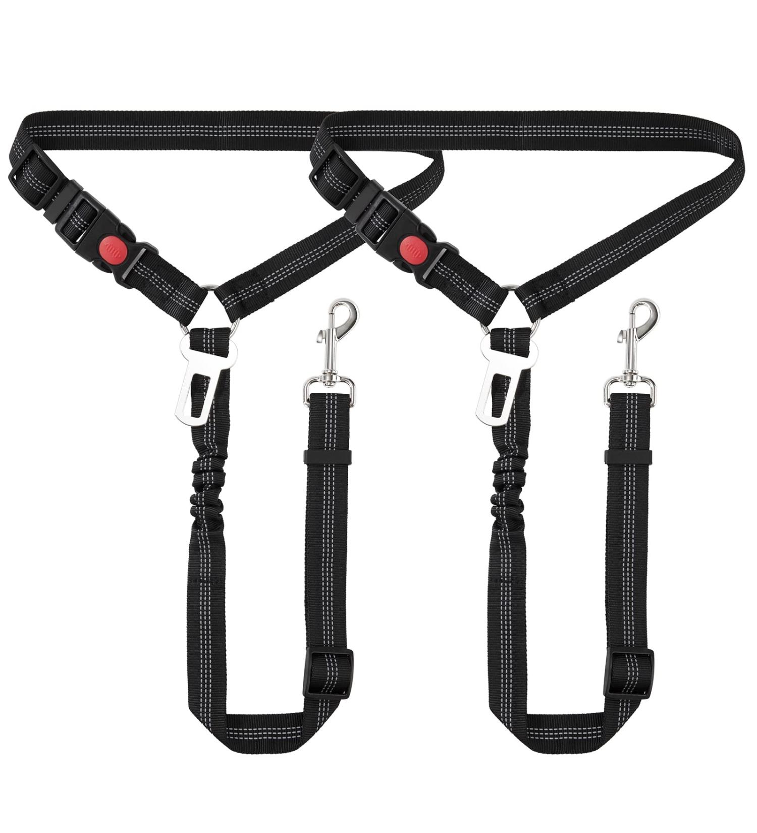 Adjustable Dog Seat Belt - 2 Pack Safety Harness with Reflective Stripes for All Breeds & Cars | Travel Essential - Buy Online on GoSupps.com