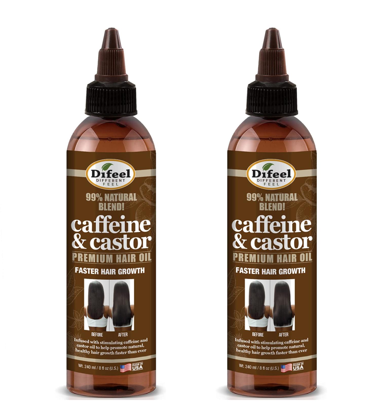 Difeel 99% Natural Premium Caffeine & Castor Hair Oil 8 oz. (PACK OF 2) - Buy Online on GoSupps.com