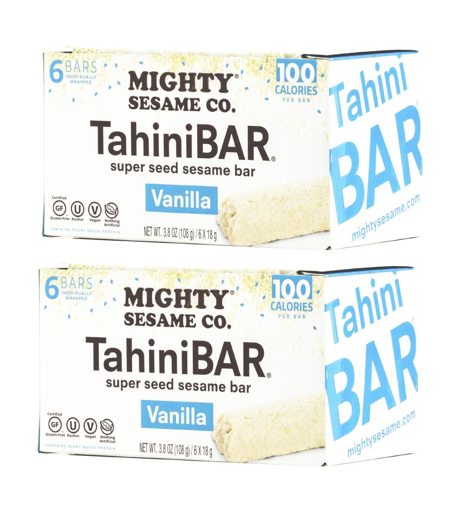 Mighty Sesame Tahini Bars - Vanilla 100 Cal, 6ct Pack of 2 | 0.63oz - 12 Packs - Buy Online on GoSupps.com