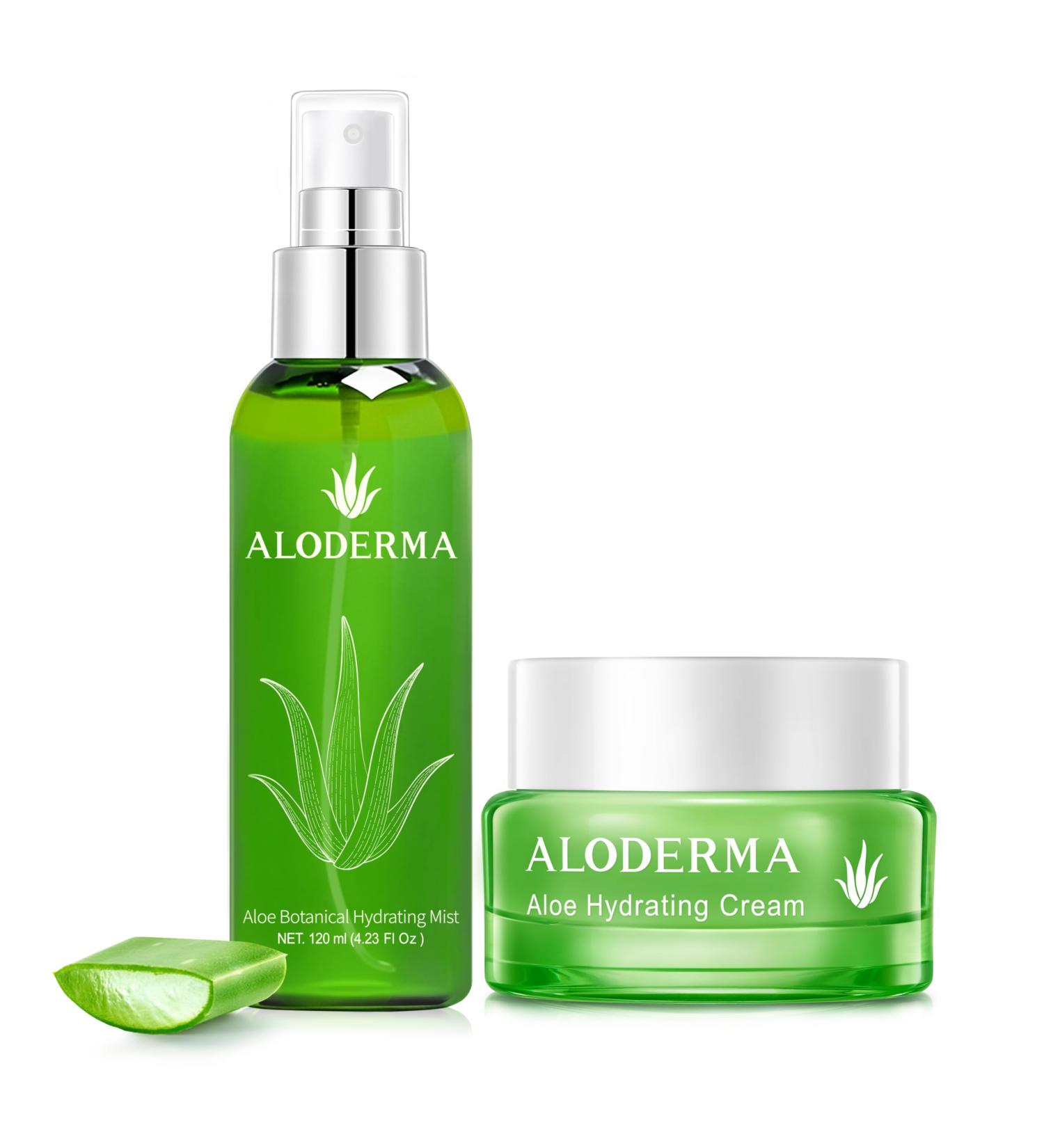 Aloderma Aloe Hydrating Set - Hydrating Cream Botanical Hydrating Mist - Buy Online on GoSupps.com