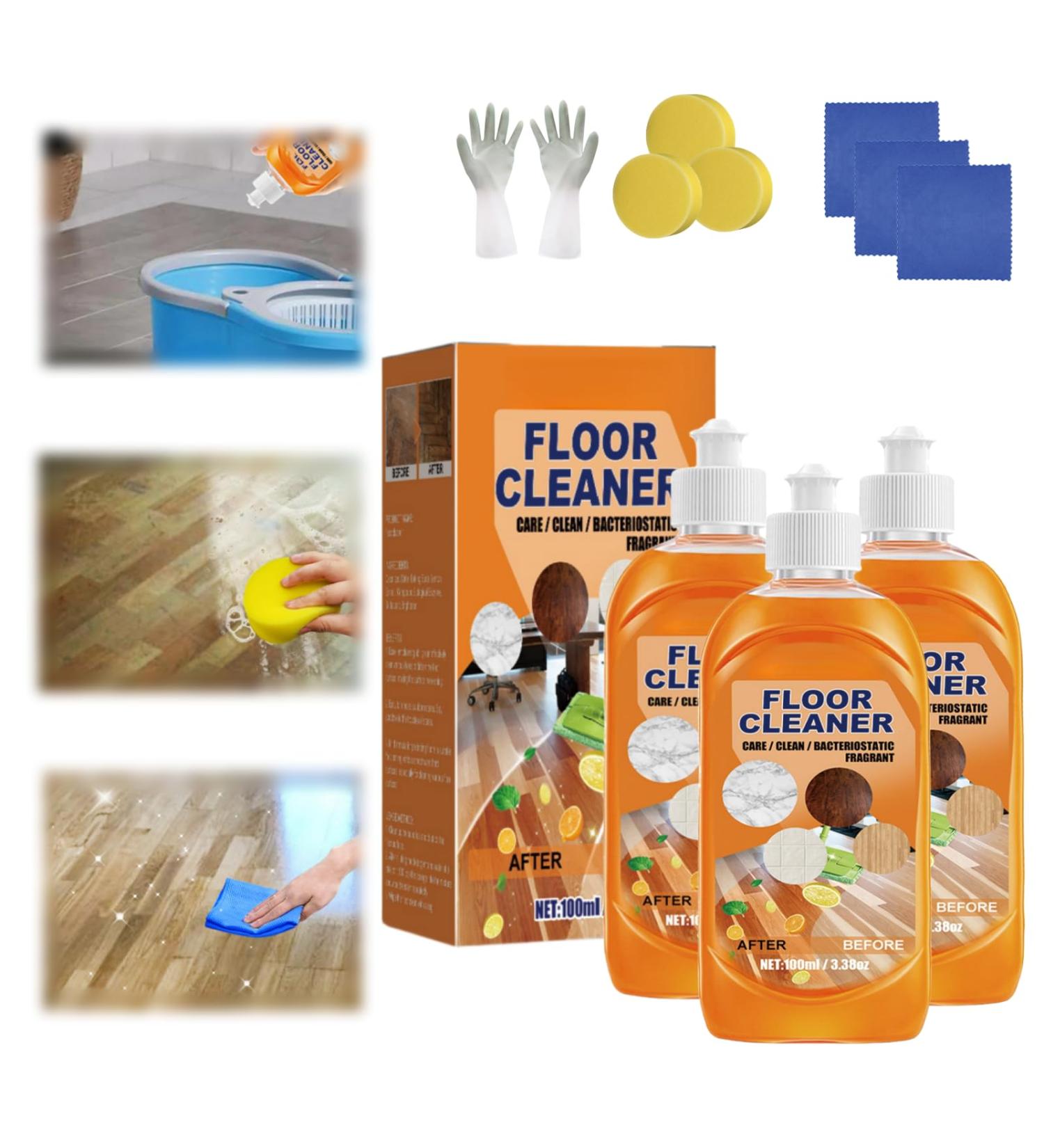 Joe Fish Floor Cleaner Multipurpose Floor Cleaner Powerful Decontamination Floor Cleaner Household Floor Cleaner for Wood Tile Laminate Bamboo Rinse Free (3 Pcs) - Buy Online on GoSupps.com