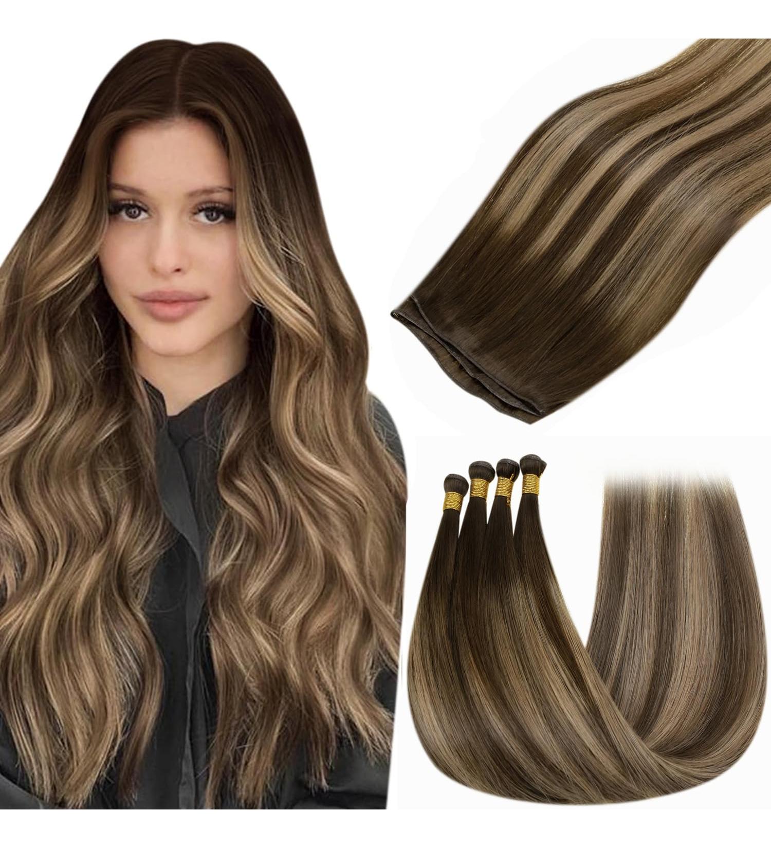 Shop Hetto Balayage Virgin Hair Extensions - Brown to Caramel Blonde #4/27/4 | 25g 45cm Real Hair Bundles - Buy Online on GoSupps.com