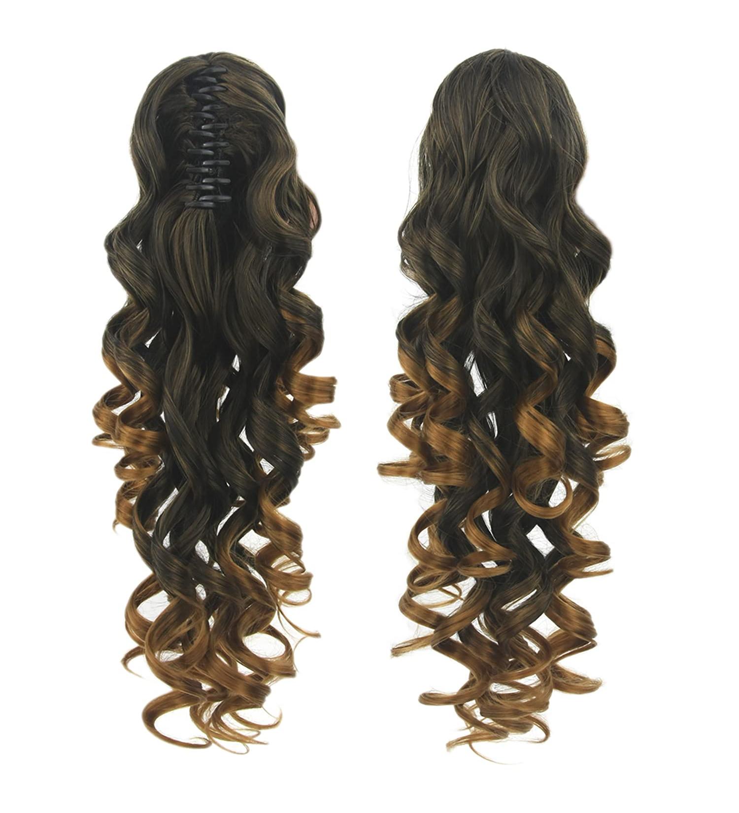 IMISSU Long Curly Claw Ponytail Clip On Hair Extension Pony Tail Hair Piece (Black Ombre Brown 1T30) - Buy Online on GoSupps.com