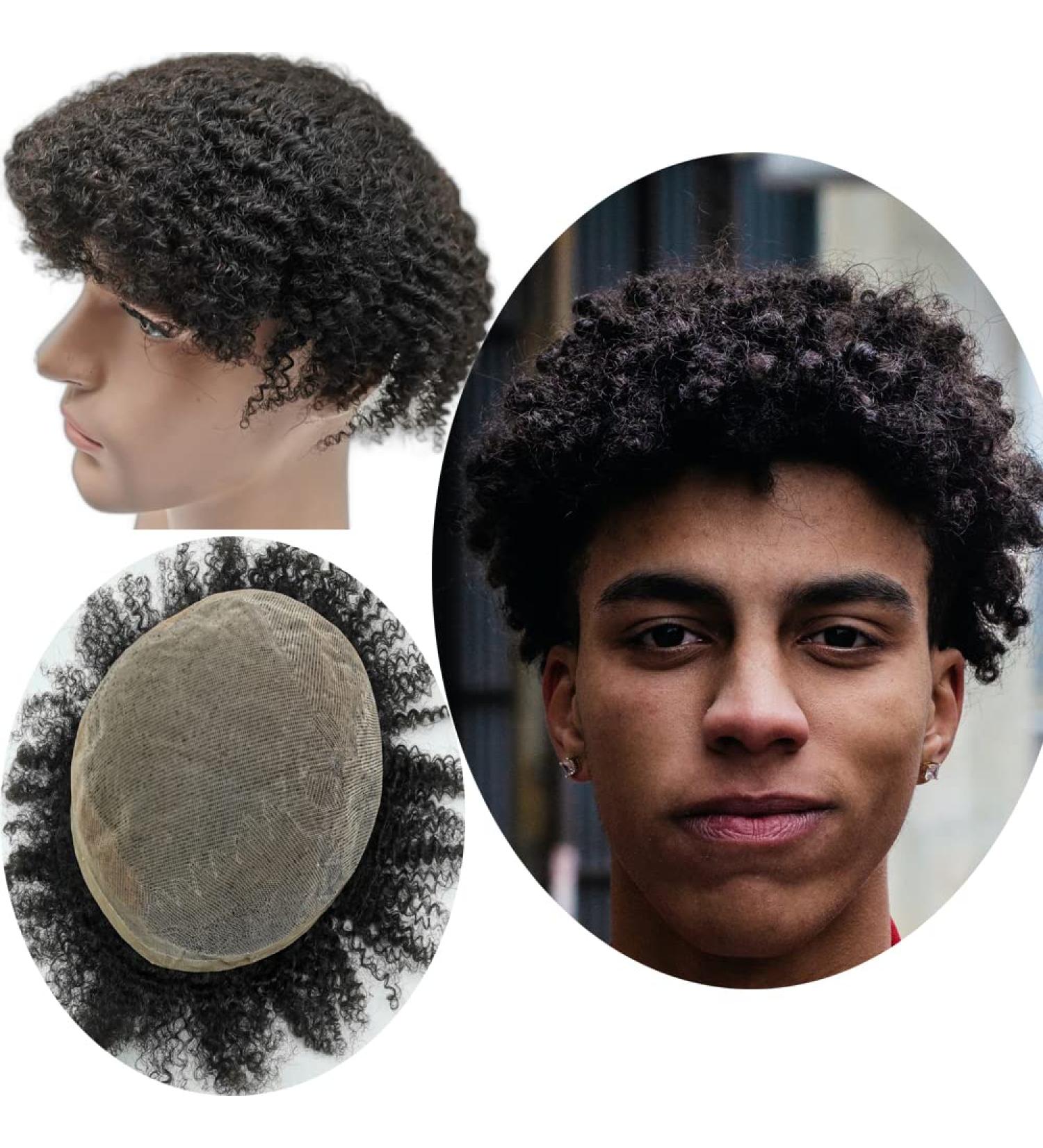 Afro Locke Toupet for Men | Yanahair Thin French Tip Bleached Knot Wigs | Natural Hairline Brazilian Hair System (10x8 #1 Deep Black 8mm Lure) - Buy Online on GoSupps.com