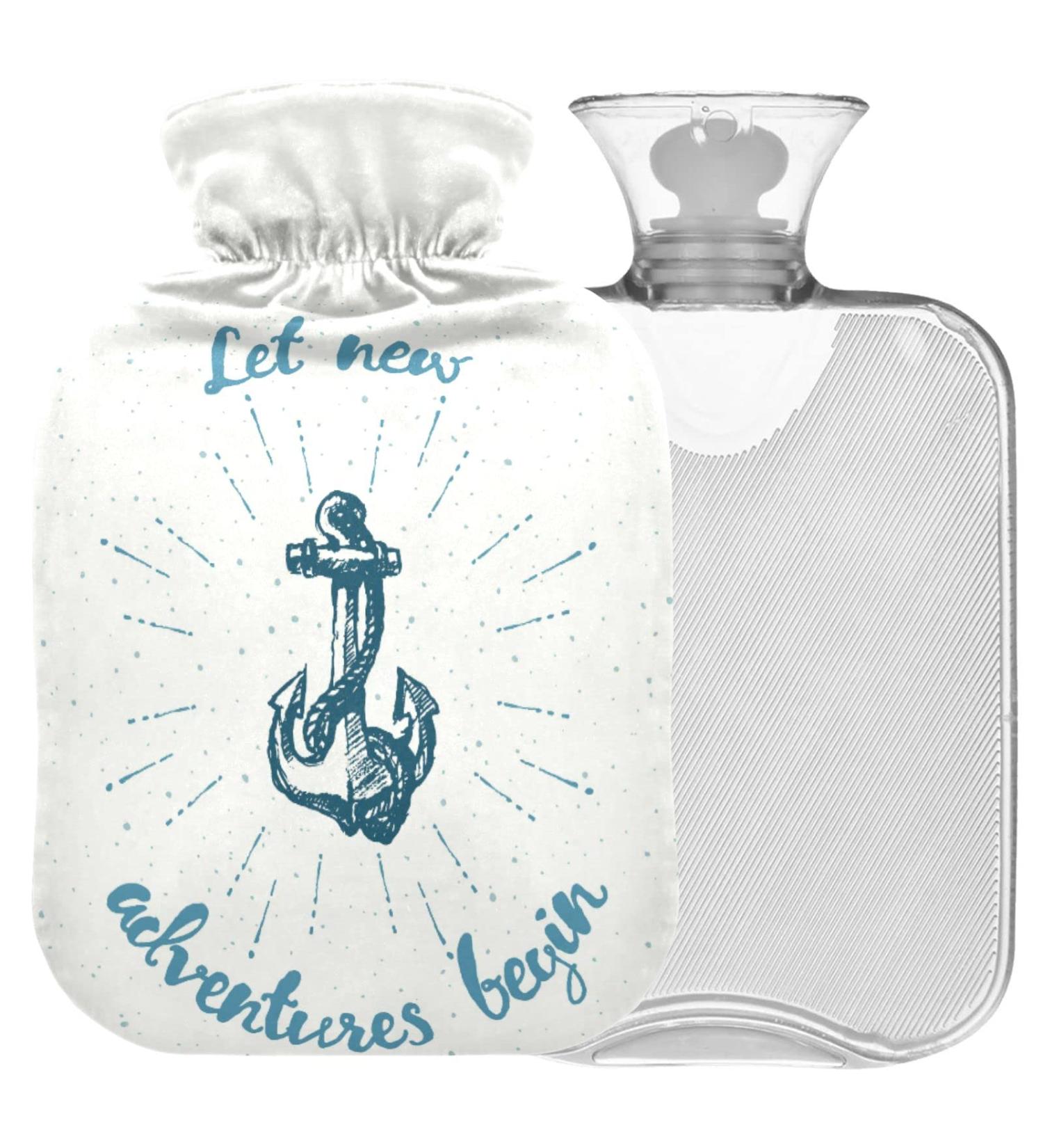 Naanle Vintage Sea Anchor Hot Water Bottle - 1L Transparent Cover for Pain Relief & Therapy | Ideal for Bed Hands & Feet - Buy Online on GoSupps.com