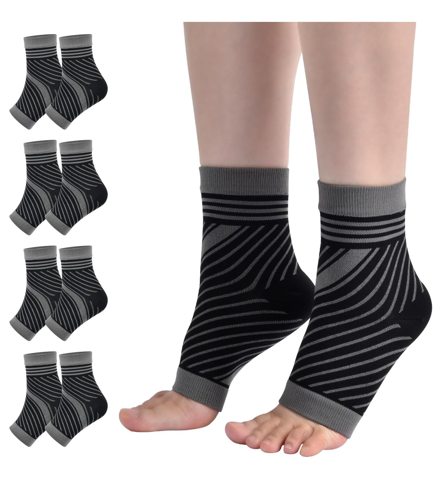 4 Pairs Neuropathy Plantar Fasciitis Compression Socks for Men & Women XL Black - Pain Relief & Arch Support - Buy Online on GoSupps.com