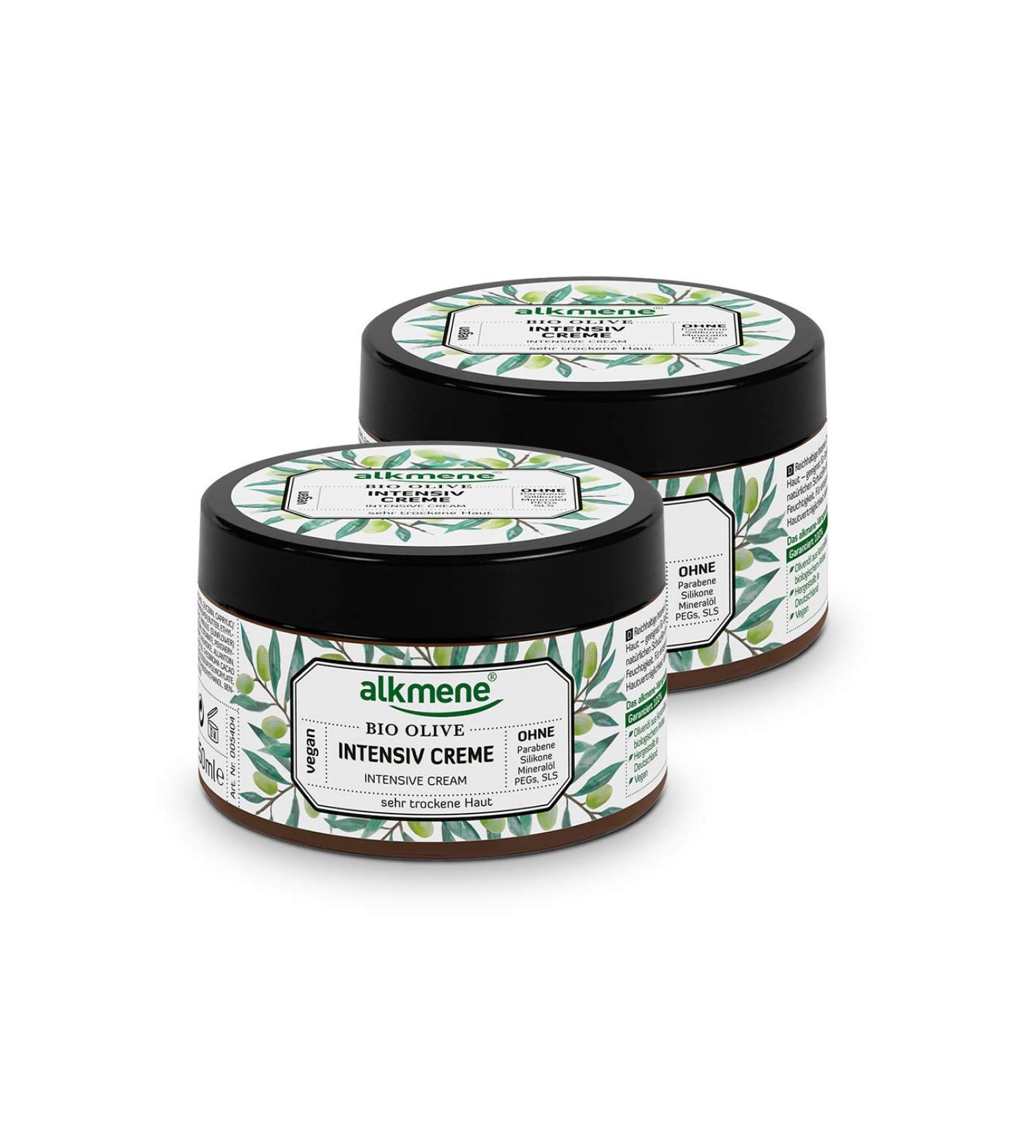 Alkmene Intensive Cream - Organic Olive Body & Face Cream for Very Dry Skin | Vegan Silicone-Free Paraben-Free 2-Pack (2x250ml) - Buy Online on GoSupps.com