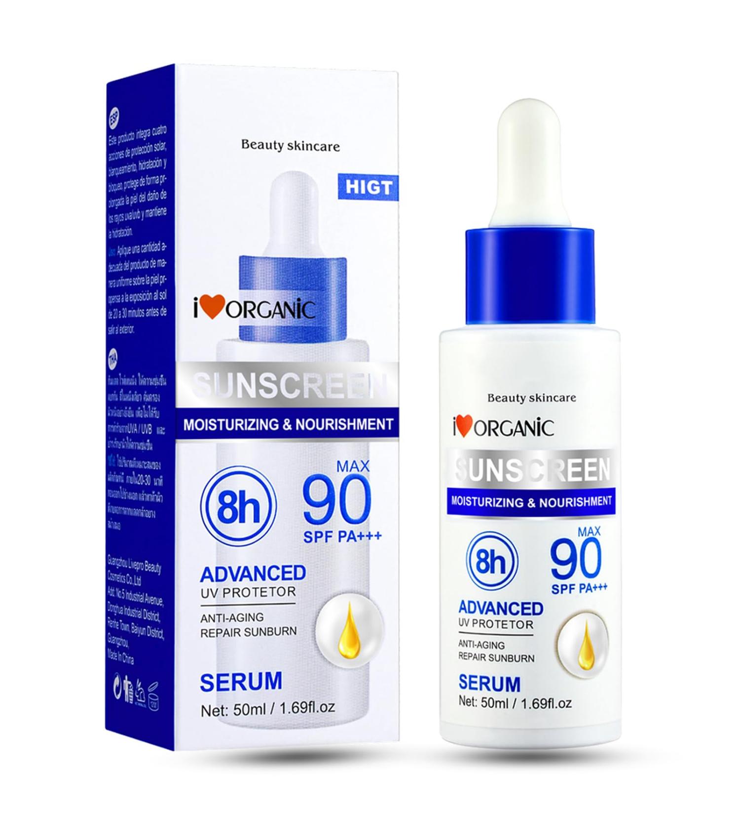 Vitamin E Sunscreen Serum Sunscreen SPF 90PA+++ Anti-Aging Repair Sunburn Essence Moisturizing Sunscreen Skin Care for Reduces Redness & Improves Skin Advanced UV Protector Lotion - 50ml - Buy Online on GoSupps.com