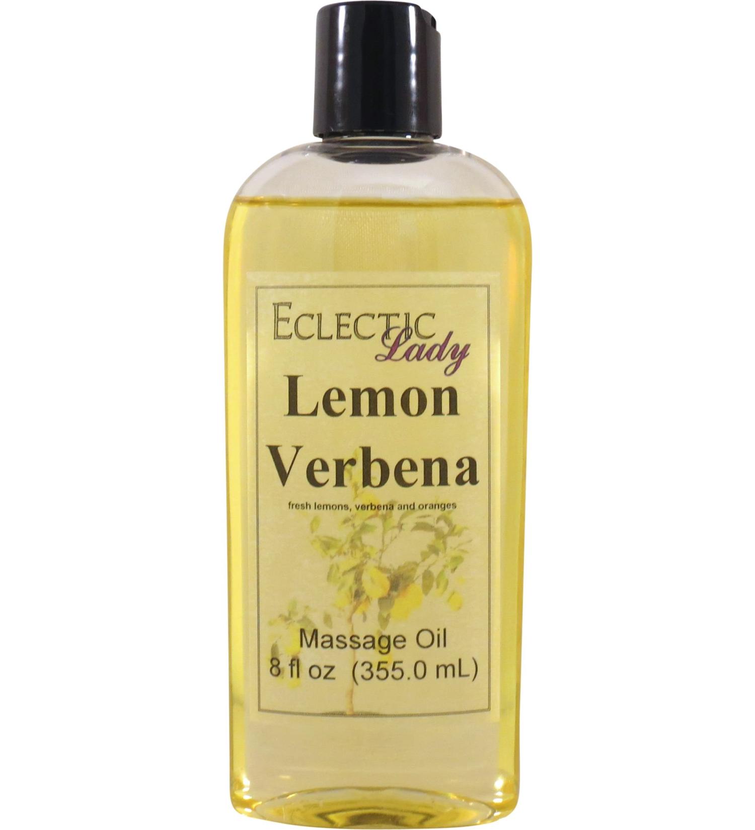 Lemon Verbena Massage Oil 8 oz - Sweet Almond & Jojoba Oil Preservative Free Ideal for Aromatherapy & Relaxation - International Shipping Available - Buy Online on GoSupps.com