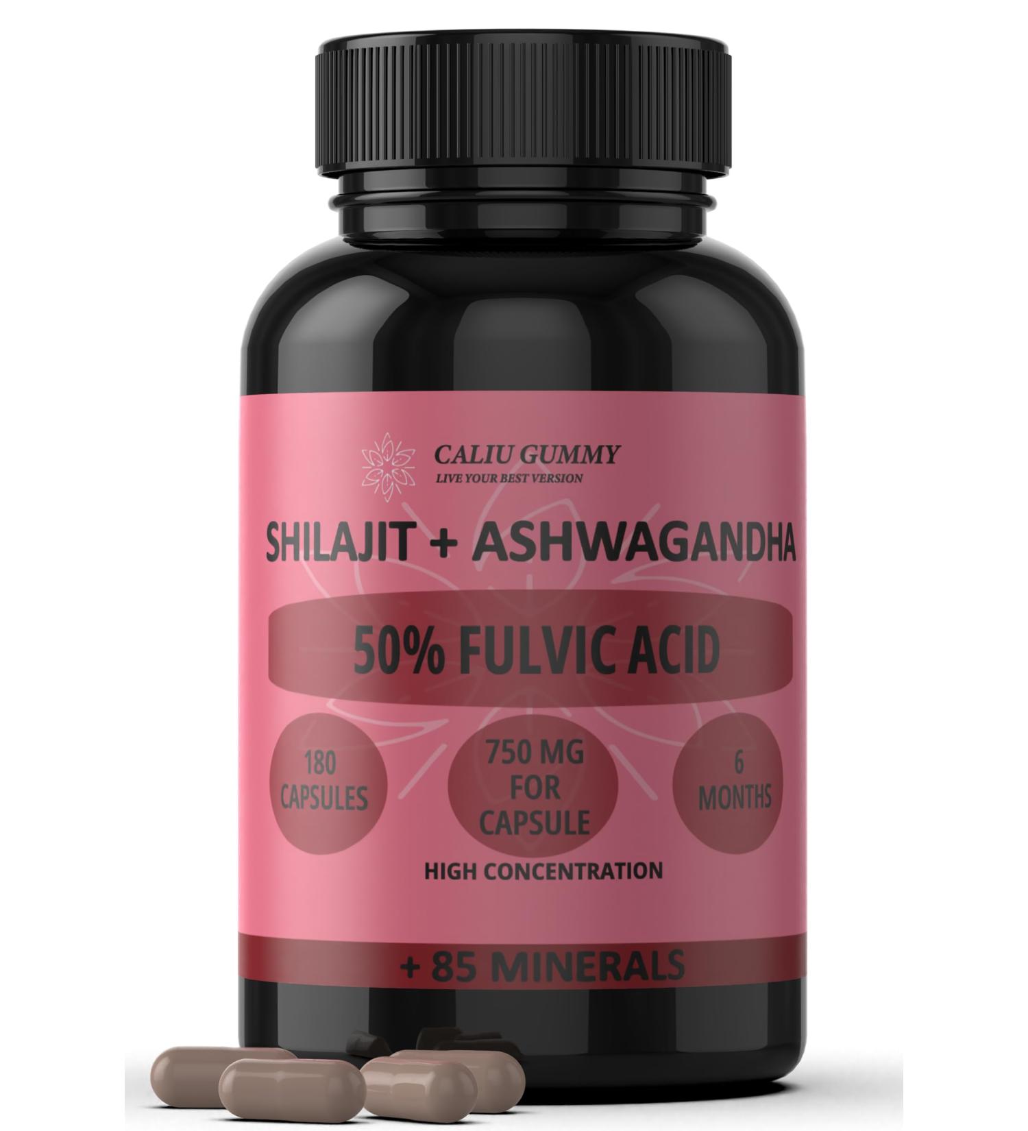 Pure Shilajit | 180 Capsules | 50% Fulvic Acid | 6 months | 144000mg |+Natural Ashwagandha |+85 Minerals | Dietary Supplement in Pills for Men with Pure Resin | Himalayan Shilajit - Buy Online on GoSupps.com