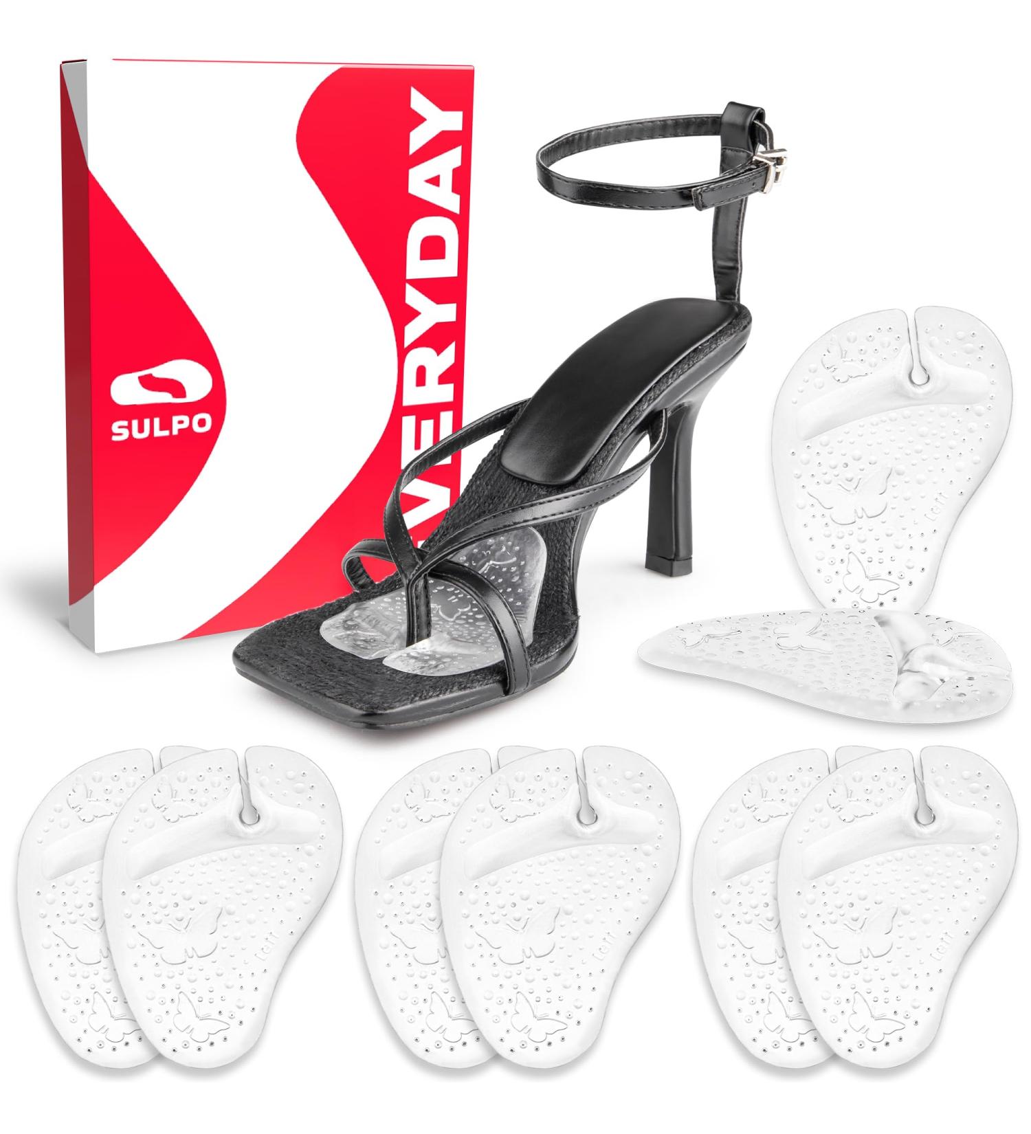 Buy Sulpo 4 Pairs of Shock-Absorbing Flip-Flop Inserts - Toe Protection & Midfoot Support for Comfort with High Heels - Ideal Summer Insoles - Buy Online on GoSupps.com