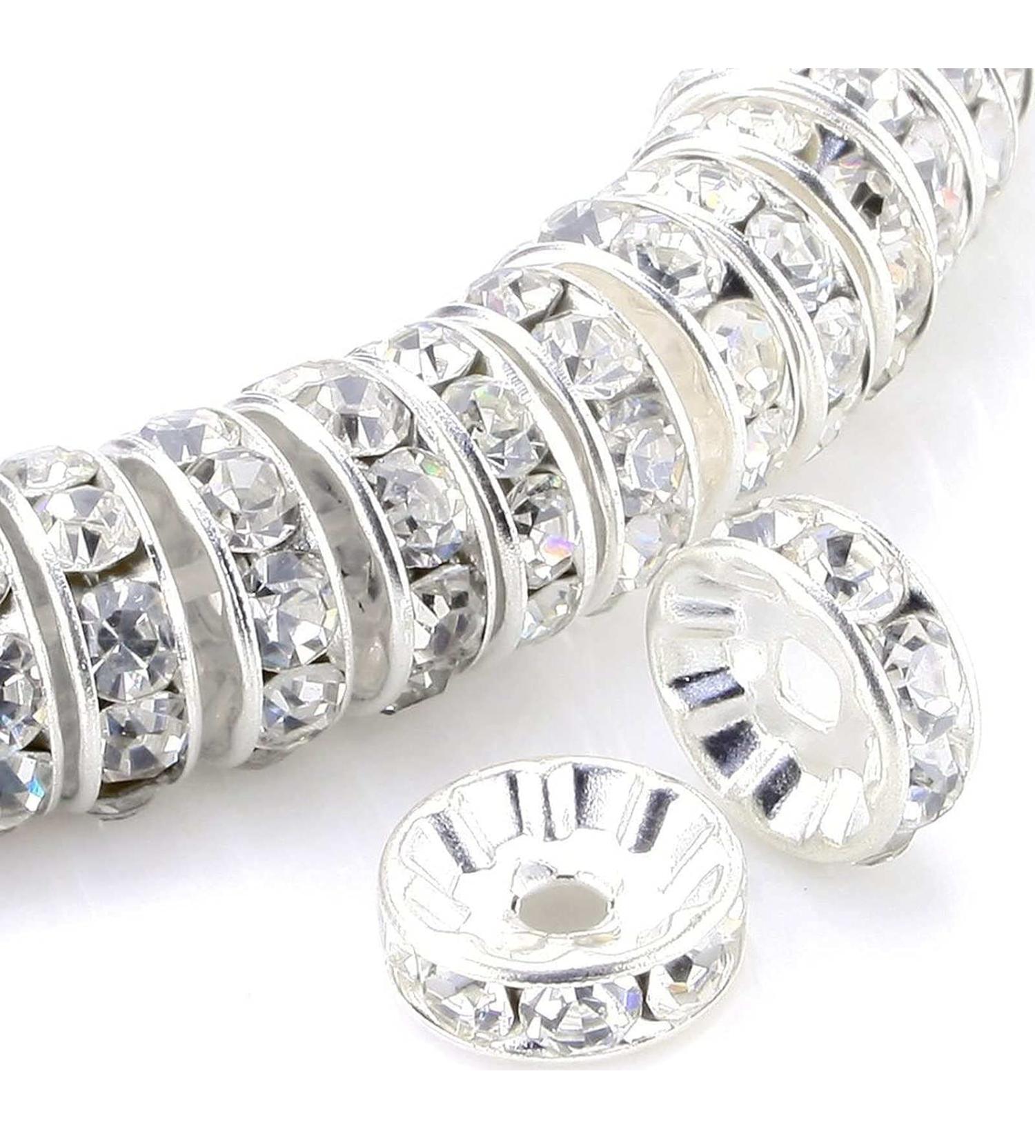 100pcs 8mm Silver Plated Czech Crystal Rondelle Spacer Beads for Jewelry Making - Buy Online on GoSupps.com