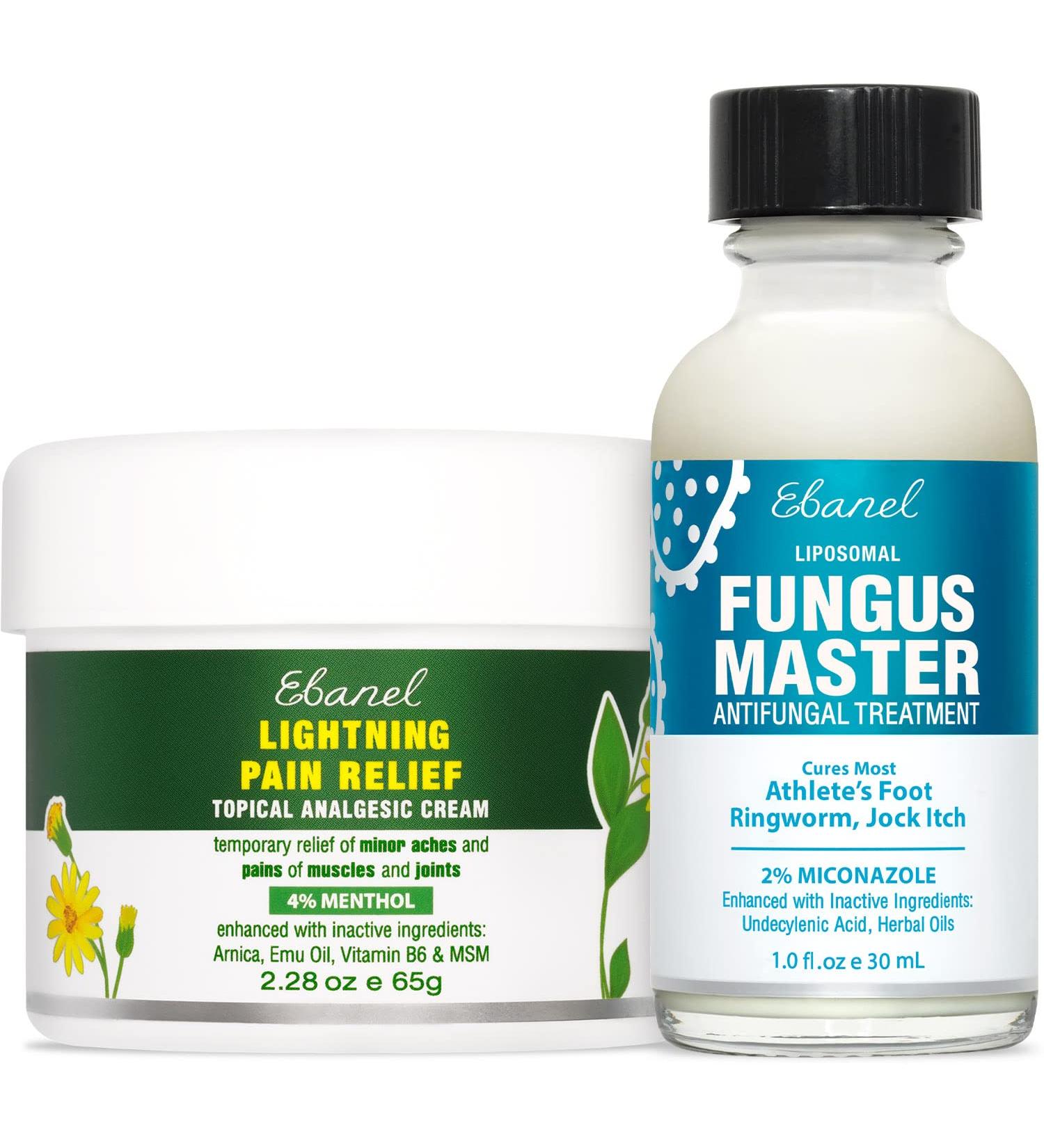 Ebanel Bundle of Pain Relief Cream Arnica Menthol 2 Oz and Fungus Treatment 1 Oz - Buy Online on GoSupps.com