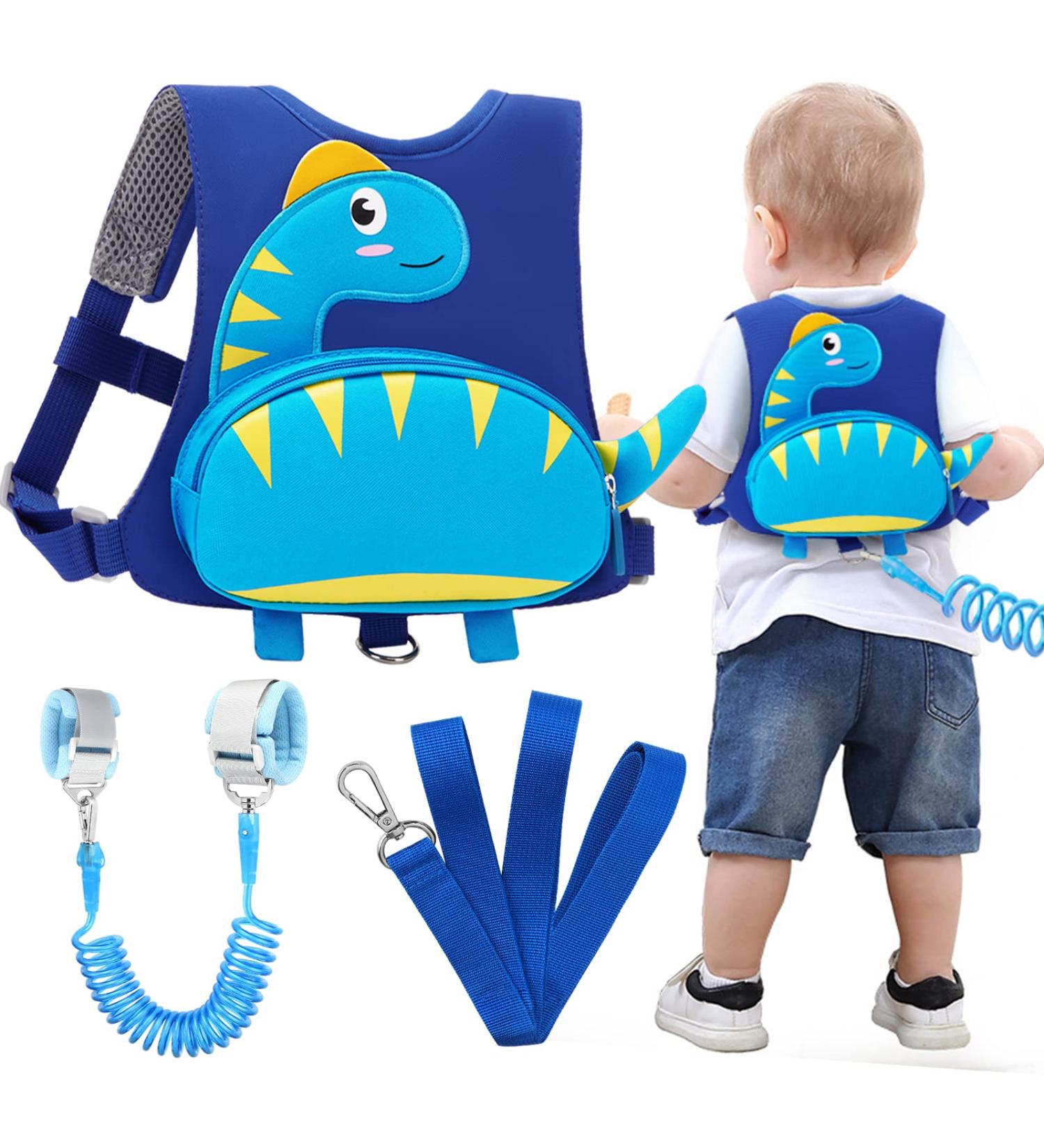Accmor Toddler Leash Harness - Cute Dinosaur Design | Anti-Lost Wrist Link for Kids 1-4 Years | Blue Walking Strap Belt for Outdoor Activities - Buy Online on GoSupps.com