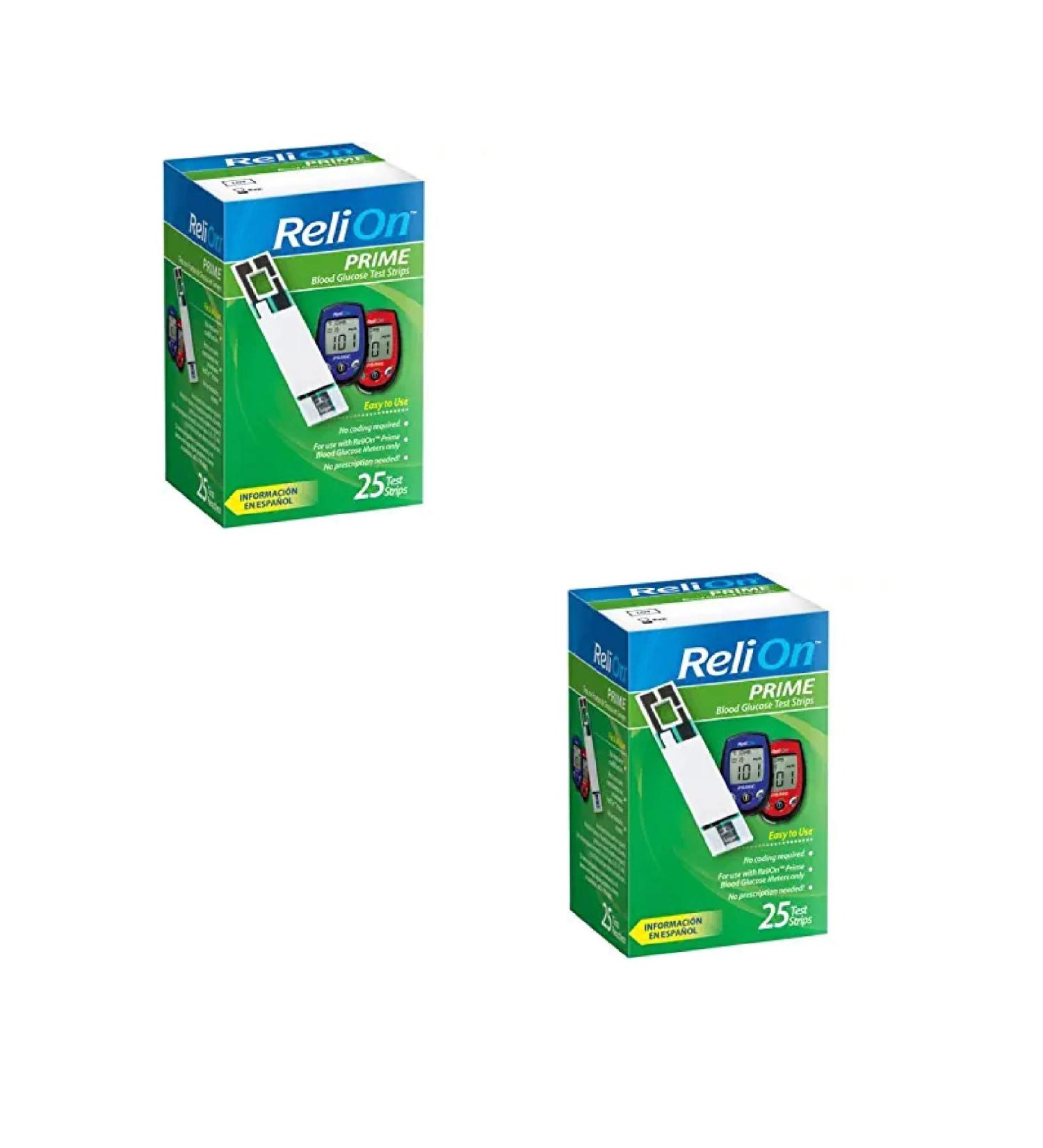 ReliOn Prime Blood Glucose Test Strips 25 Count (2 Pack)