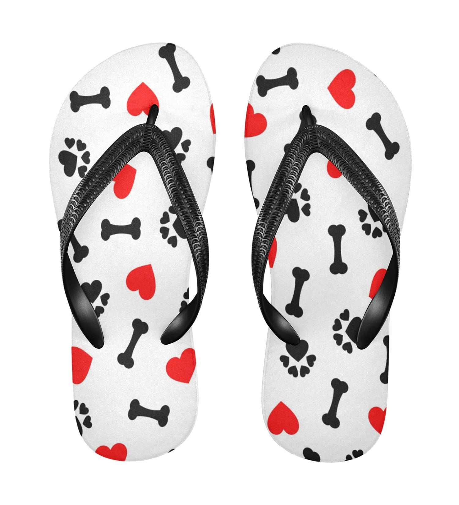 Mnsruu Dog Paw Print Red Heart Flip Flops | Comfortable Footwear for Home Hotel Spa & Travel | Unisex Design S for Men & Women - Buy Online on GoSupps.com