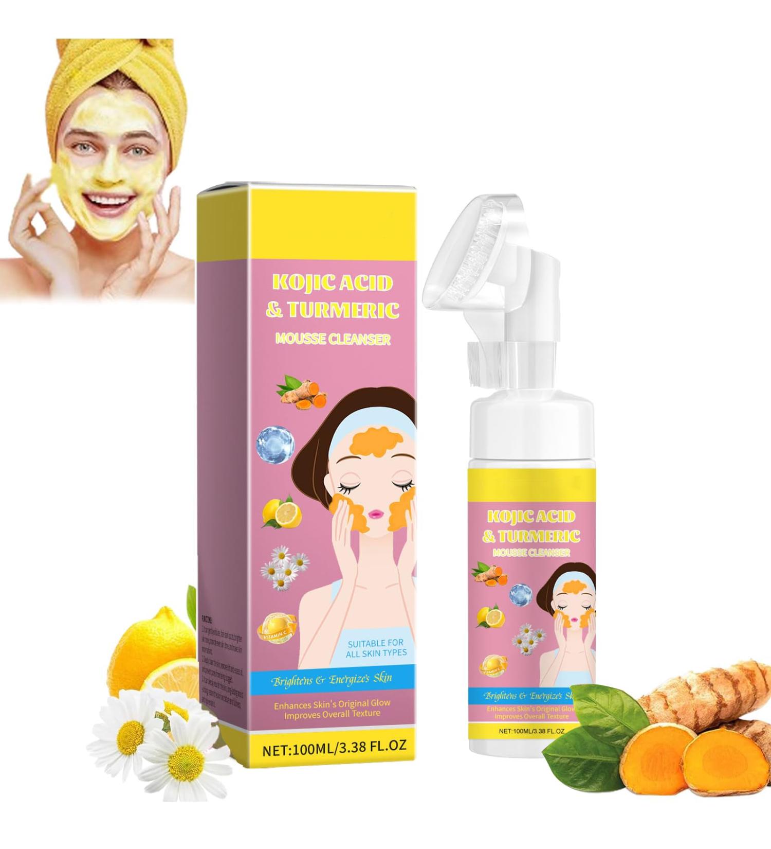 Kojic Acid And Turmeric Mousse Cleanser Turmeric Kojic Acid Cleanser Turmeric Facial Cleanser for face dark spots Kojic Acid And Turmeric Deep Cleaning Moisturizing For All Skin (1pc) - Buy Online on GoSupps.com
