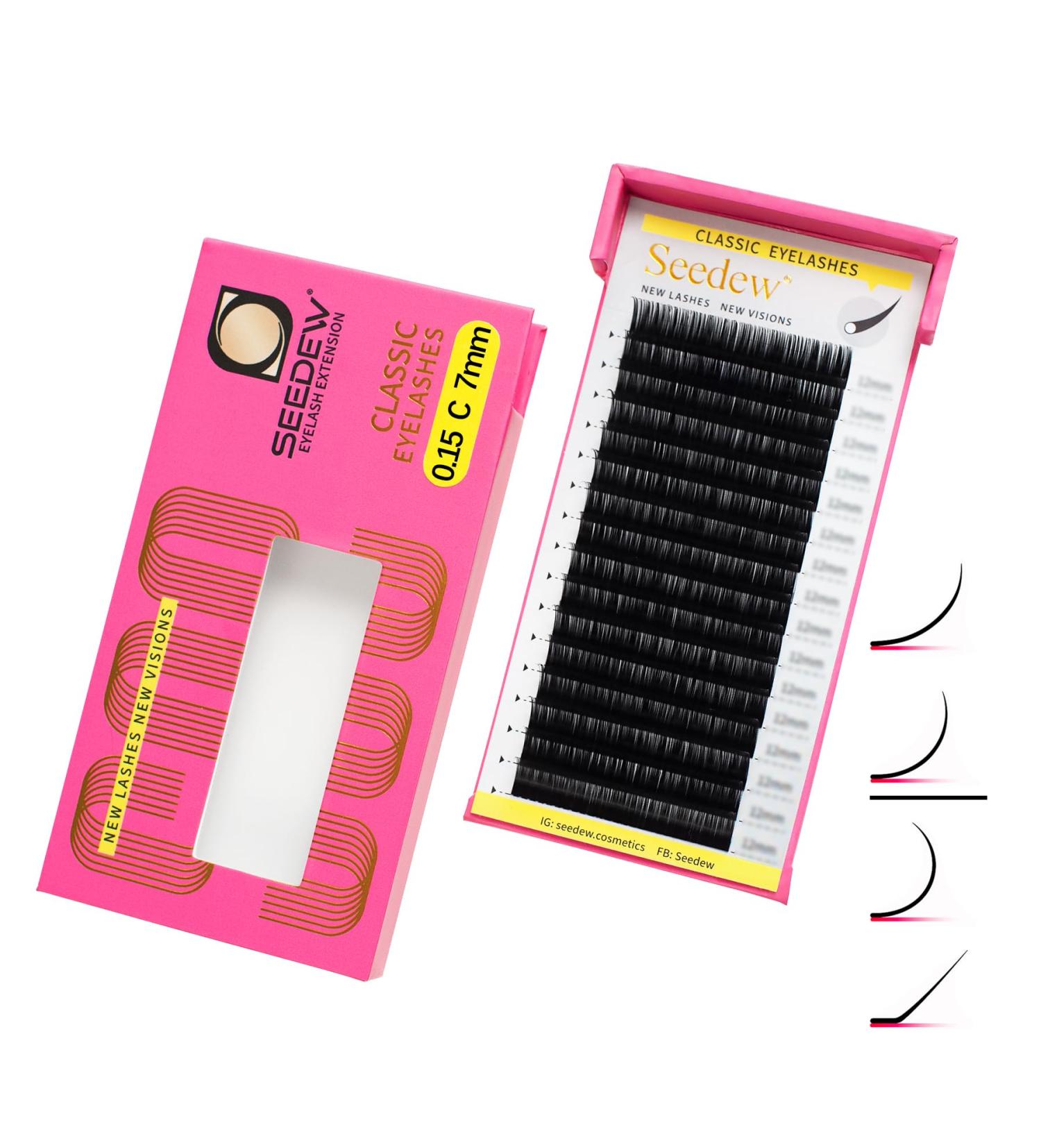 Classic Individual Eyelash Extensions - 7mm C Curl 0.15mm Lightweight Short Bottom Lashes 16 Rows/Tray for Lash Artists & Salons - Matte Black - Buy Online on GoSupps.com