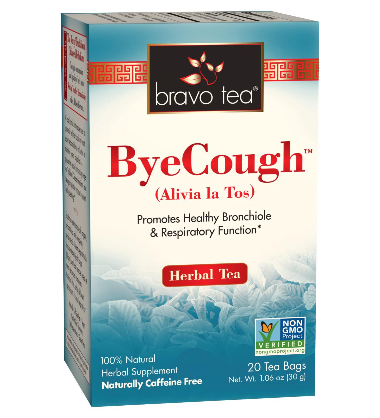 Bravo Tea Bye Cough Herbal Tea Caffeine Free 20 Tea Bags 6 count - Buy Online on GoSupps.com