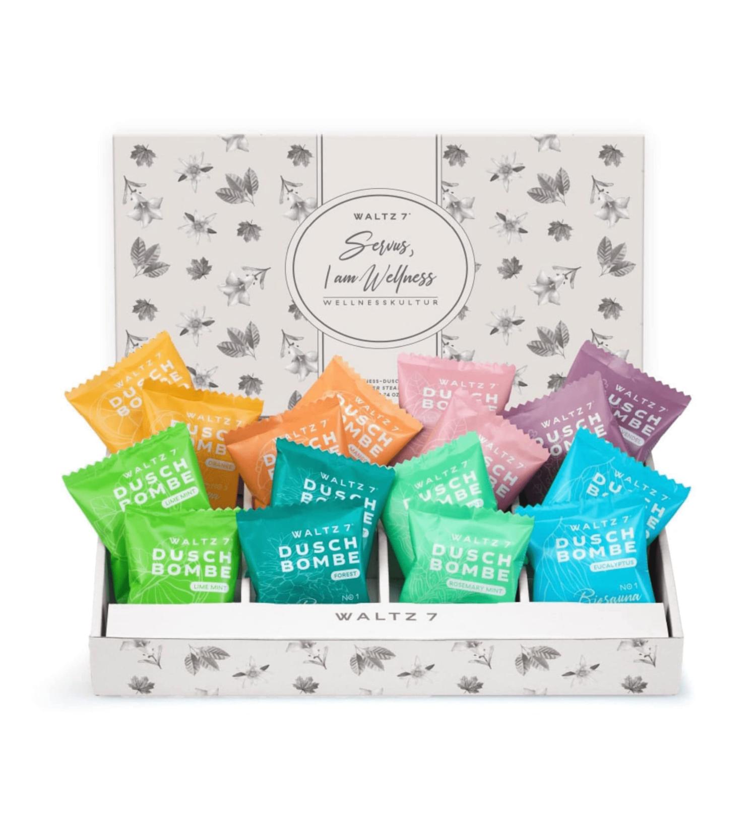 WALTZ 7 Shower Steamer Set - 16 Pieces, 8 Scents, Made in Europe with Natural Essential Oils for Aromatherapy, Stress Relief and Self Care Gift for Women, Mom, Grandma - Perfect for Birthday or Mother's Day - Buy Online on GoSupps.com
