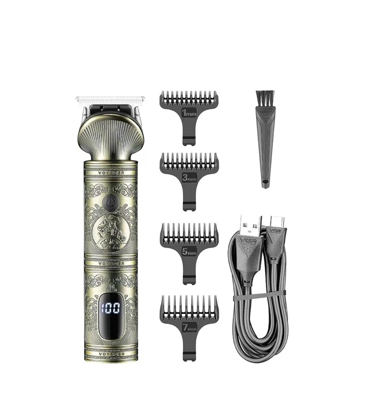 V-962 Metal Beard Trimmer - Professional Cordless USB Charging Hair Clipper with LED Display for Men | International Shipping - Buy Online on GoSupps.com