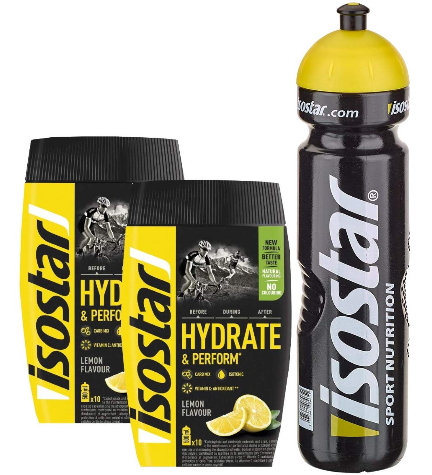  Isostar Isostar Hydrate & Perform - Lemon - 2 x 400 g Powder | 2 Packs of Offers + Original 1000 ml Bottle - Buy Online on GoSupps.com