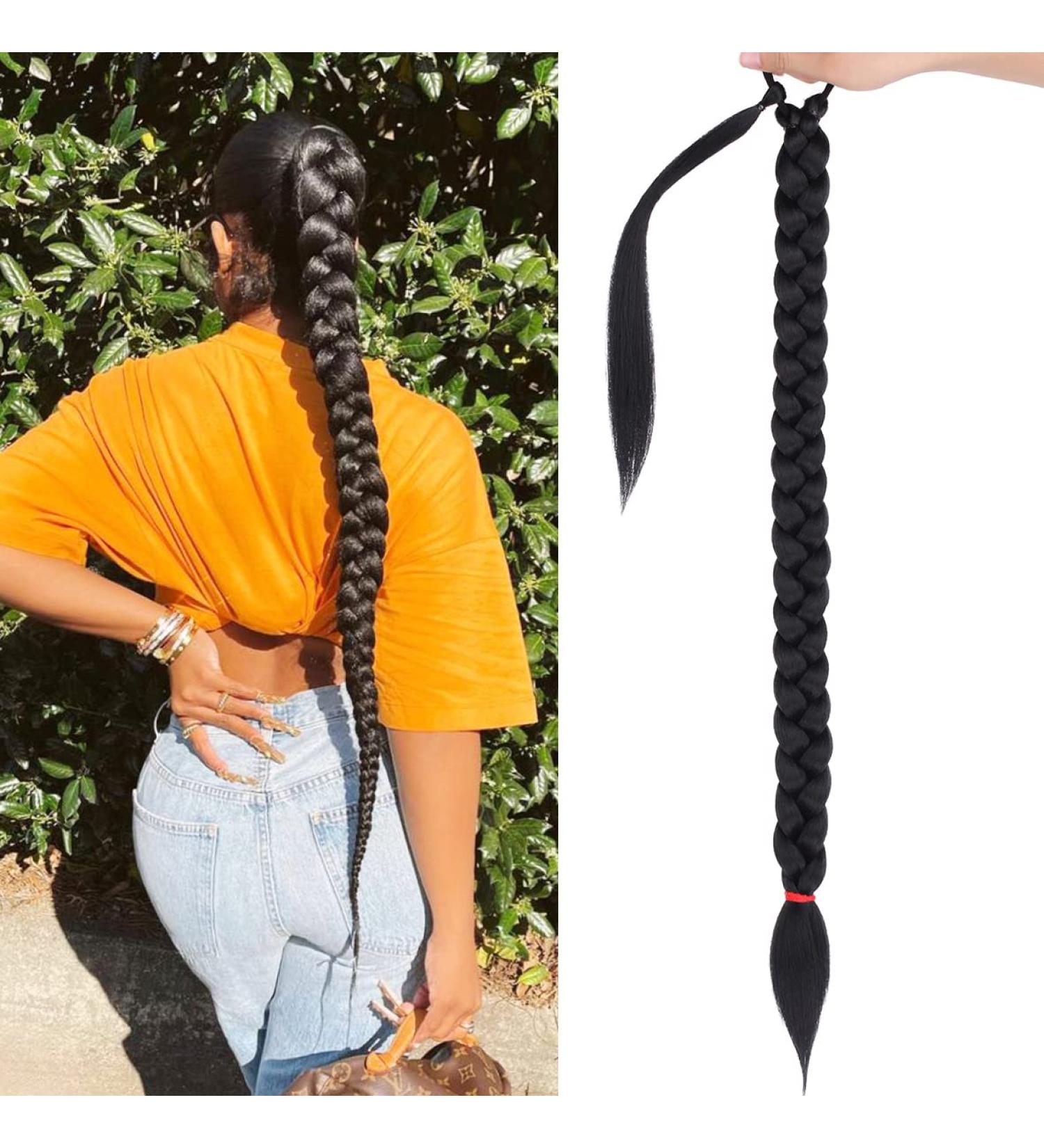 Leeven Ponytail Hair Extensions 34 Inch Natural Wrap Around Synthetic Ponytail Extension - 1B# Black - Buy Online on GoSupps.com