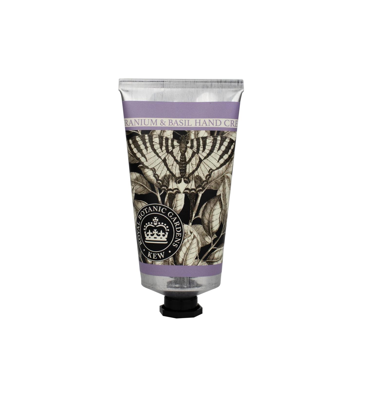 The English Soap Company Royal Botanical Gardens Kew Hand Cream Moisturising Hand Cream for Men and Women Geranium & Basil Scent 75ml - Buy Online on GoSupps.com
