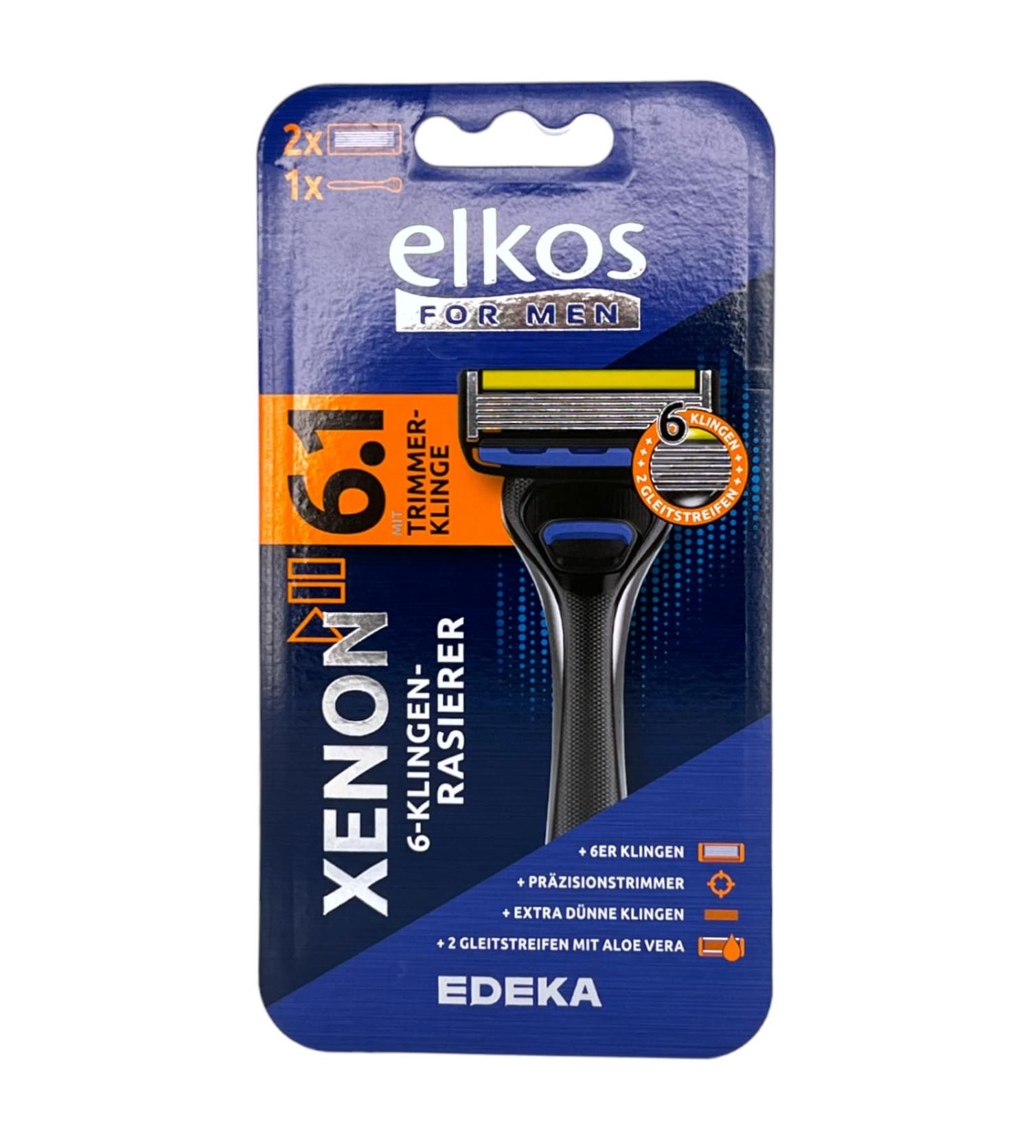 elkos Xenon 6.1 razor with trimmer blade | 6-blade razor with 1 replacement blade (1 pack)